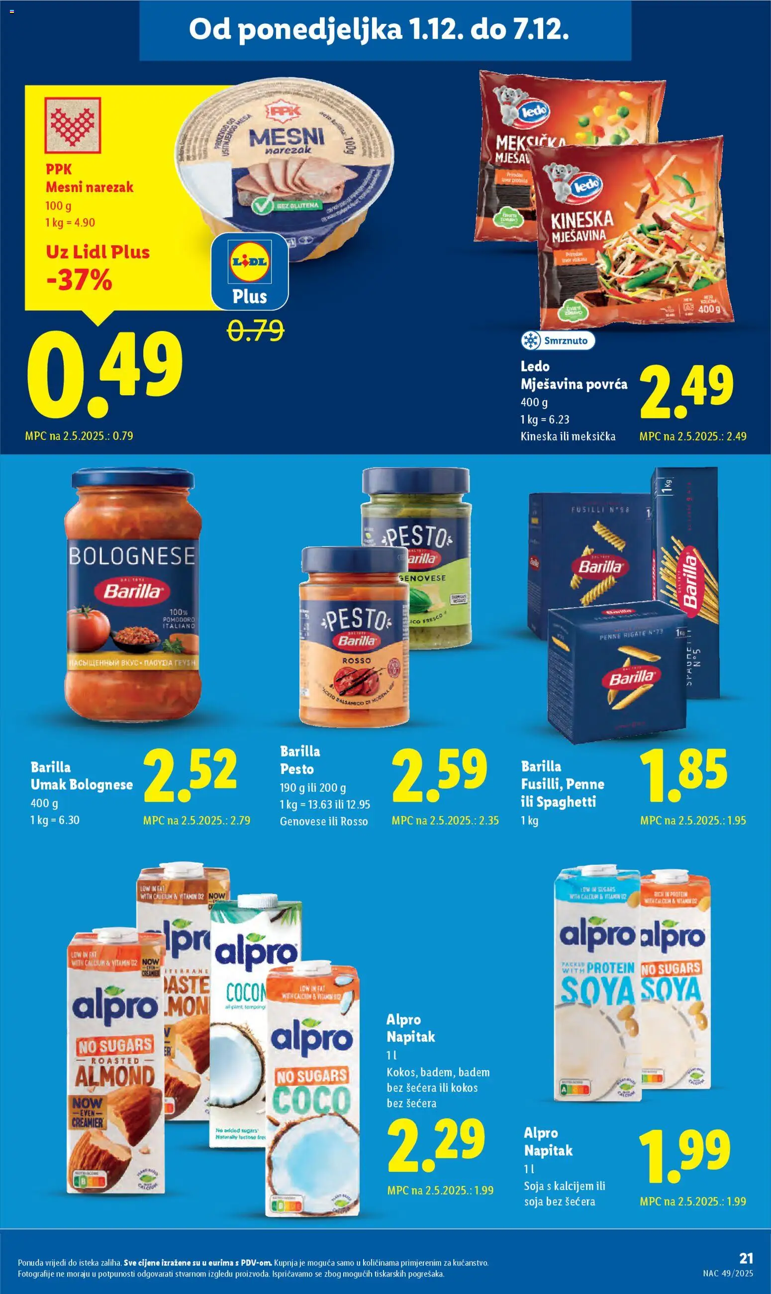 Lidl katalog | vrijedi od 01.12.2025 | Stranica: 21 | Proizvodi: Narezak, Ledo, Umak, Pasta