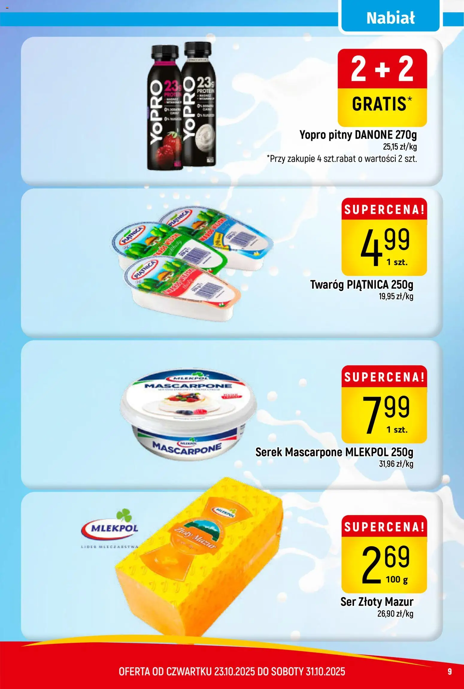 Piotruś Pan Gazetka od 23.10.2025 | Strona: 9 | Produkty: Serek, Mascarpone, Ser, Twaróg