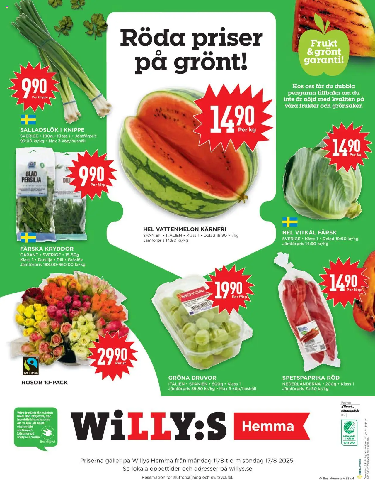 Willys reklamblad aktuell från 11.08.2025 | Sida: 4 | Produkter: Galler, Gräslök, Vitkål, Papper