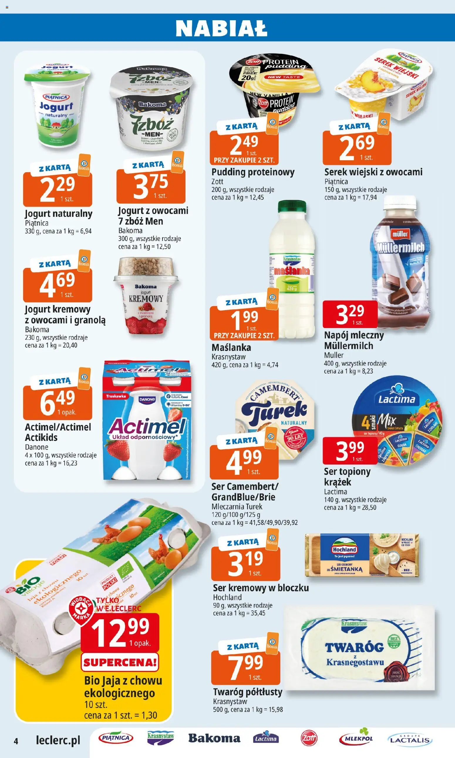 E.Leclerc Gazetka - Zielona Góra od 13.01.2026 | Strona: 4 | Produkty: Karta, Ser topiony, Jogurt, Twaróg
