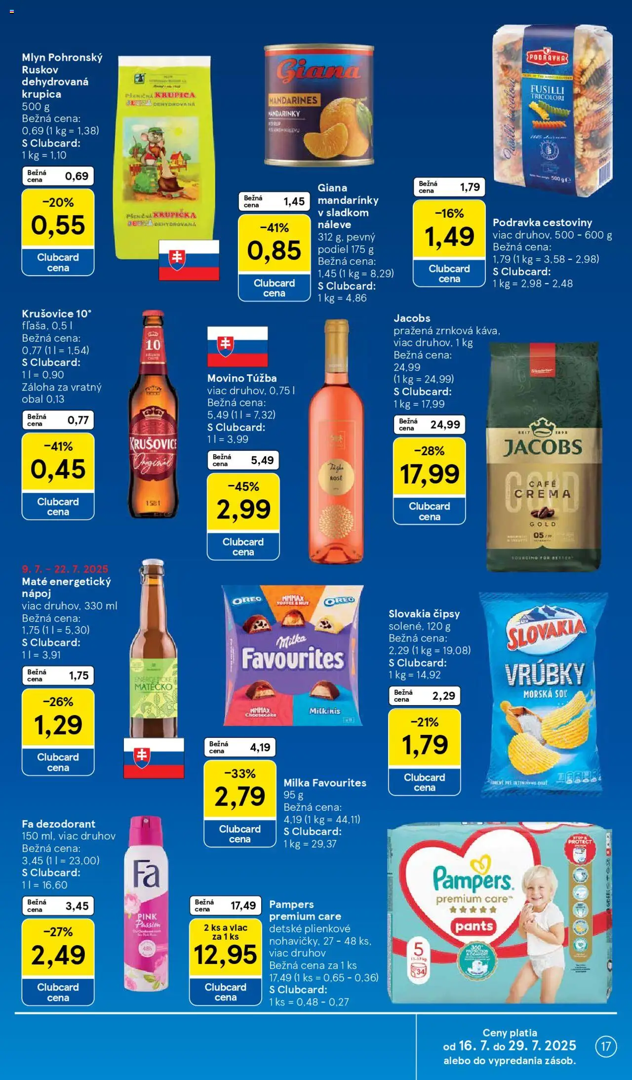 Tesco Hypermarket - leták │ platný od 16.07.2025 | Strana: 17 | Produkty: Pampers Premium Care, Dezodorant, Milka, Pampers