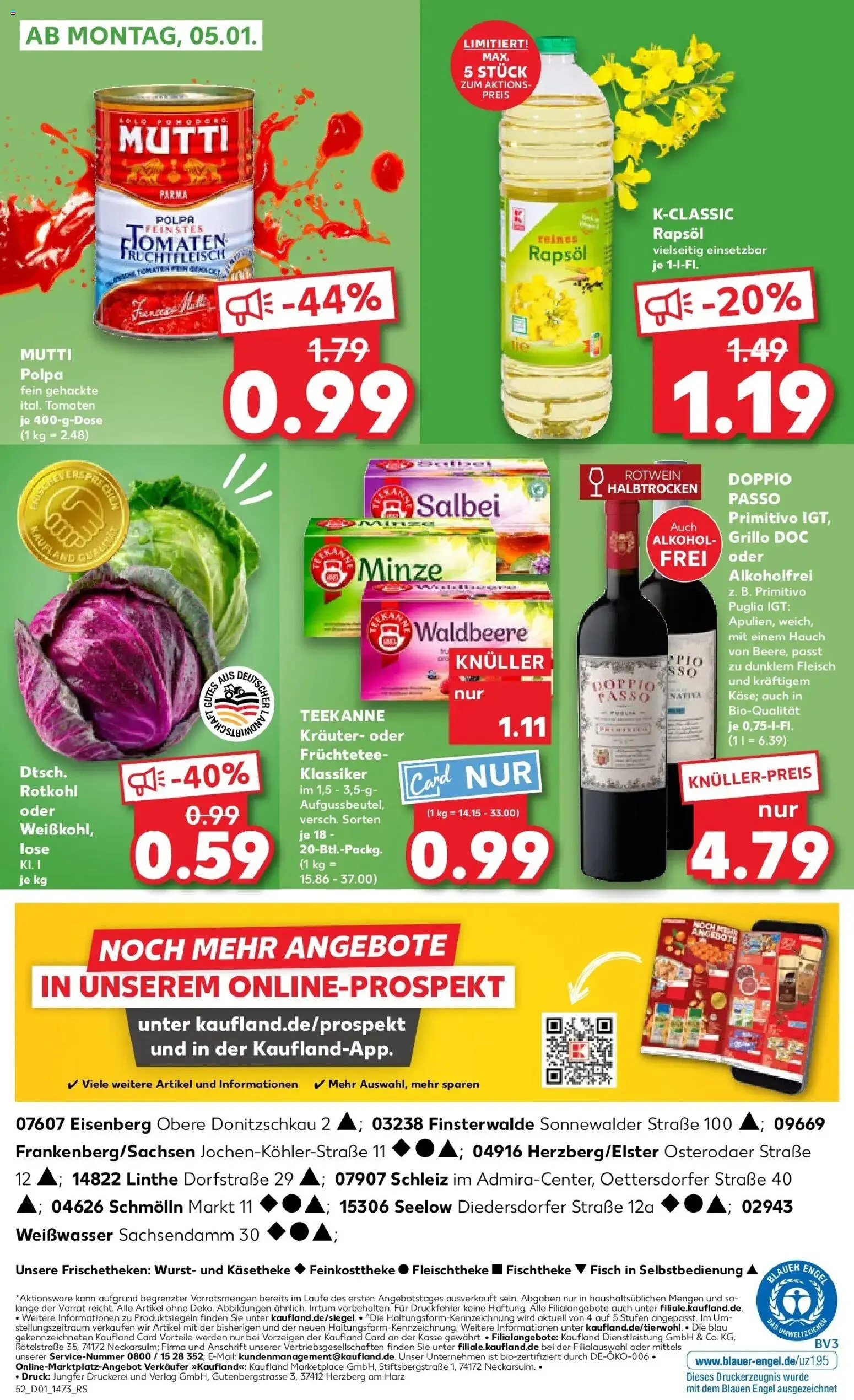 Kaufland prospekt Weißwasser	 – gültig ab 02.01.2026 | Seite: 52 | Produkte: Rotkohl, Tomaten, Doppio Passo, Teekanne