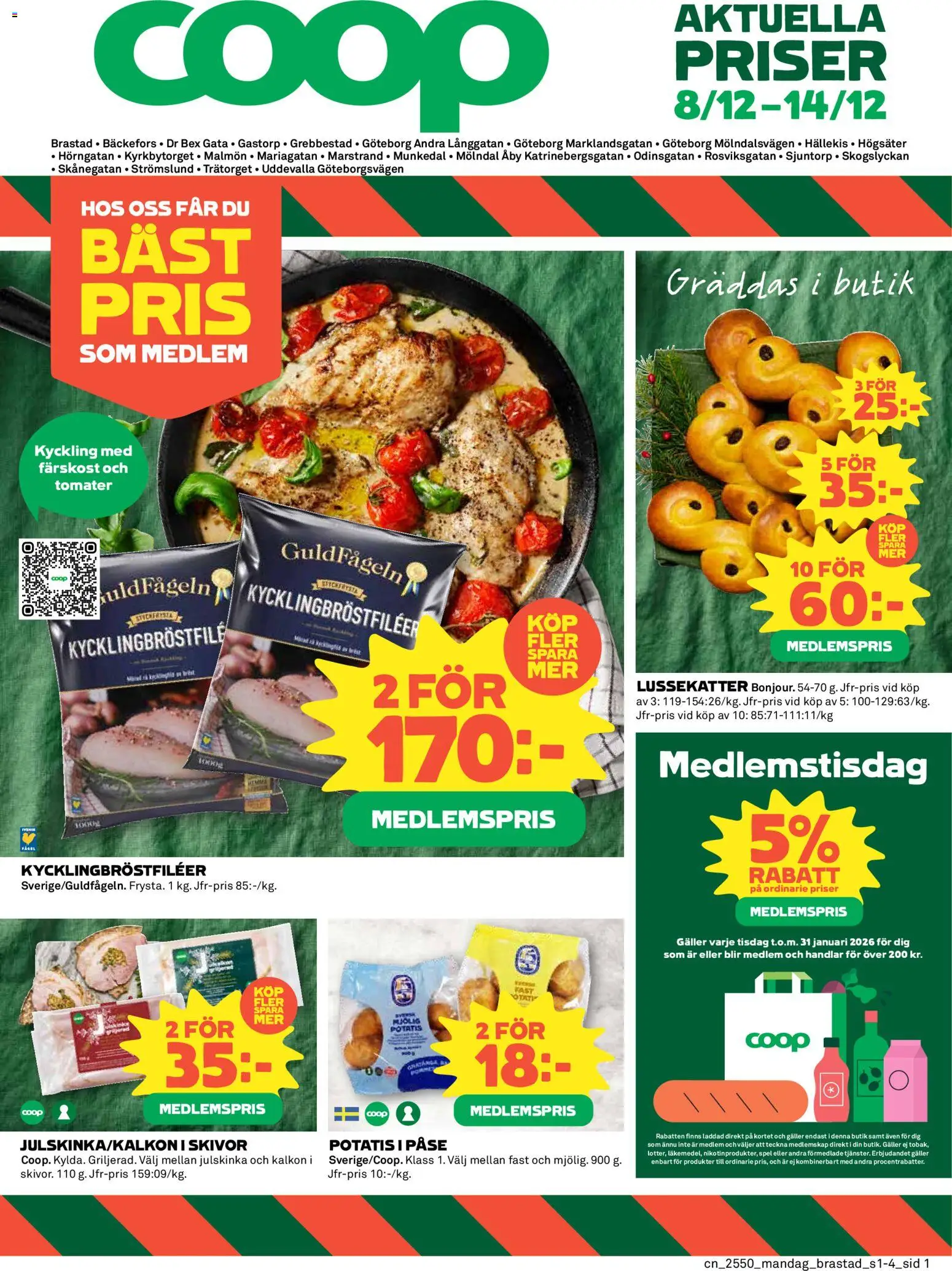 Coop reklamblad aktuell från 08.12.2025 | Sida: 1 | Produkter: Kalkon, Tomater, Potatis, Spel