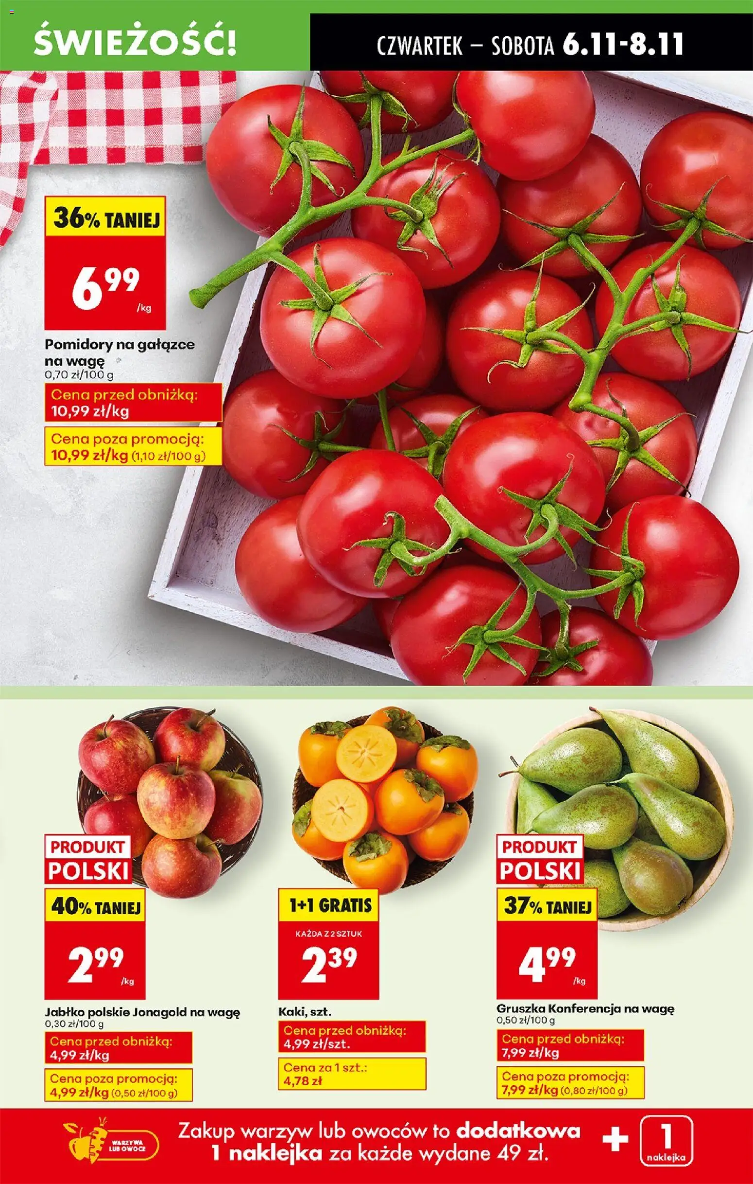 Biedronka gazetka - Oferta w tym tygodniu od 06.11.2025 | Strona: 21 | Produkty: Gruszka, Pomidory, Warzywa, Owoce