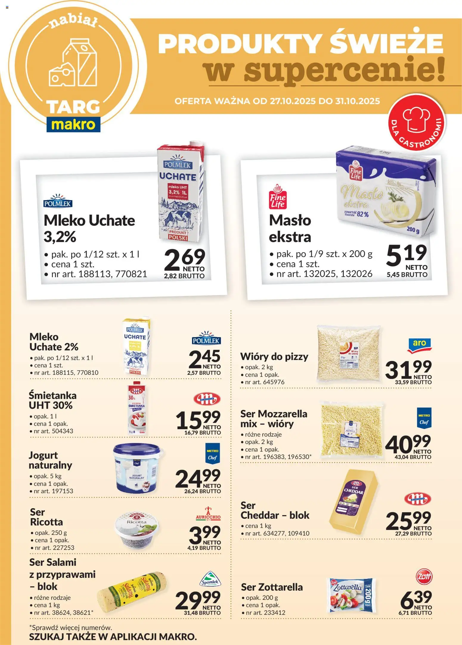 Makro Gazetka - Produkty świeże w supercenie od 27.10.2025 | Strona: 3 | Produkty: Mleko, Ser, Salami, Cheddar