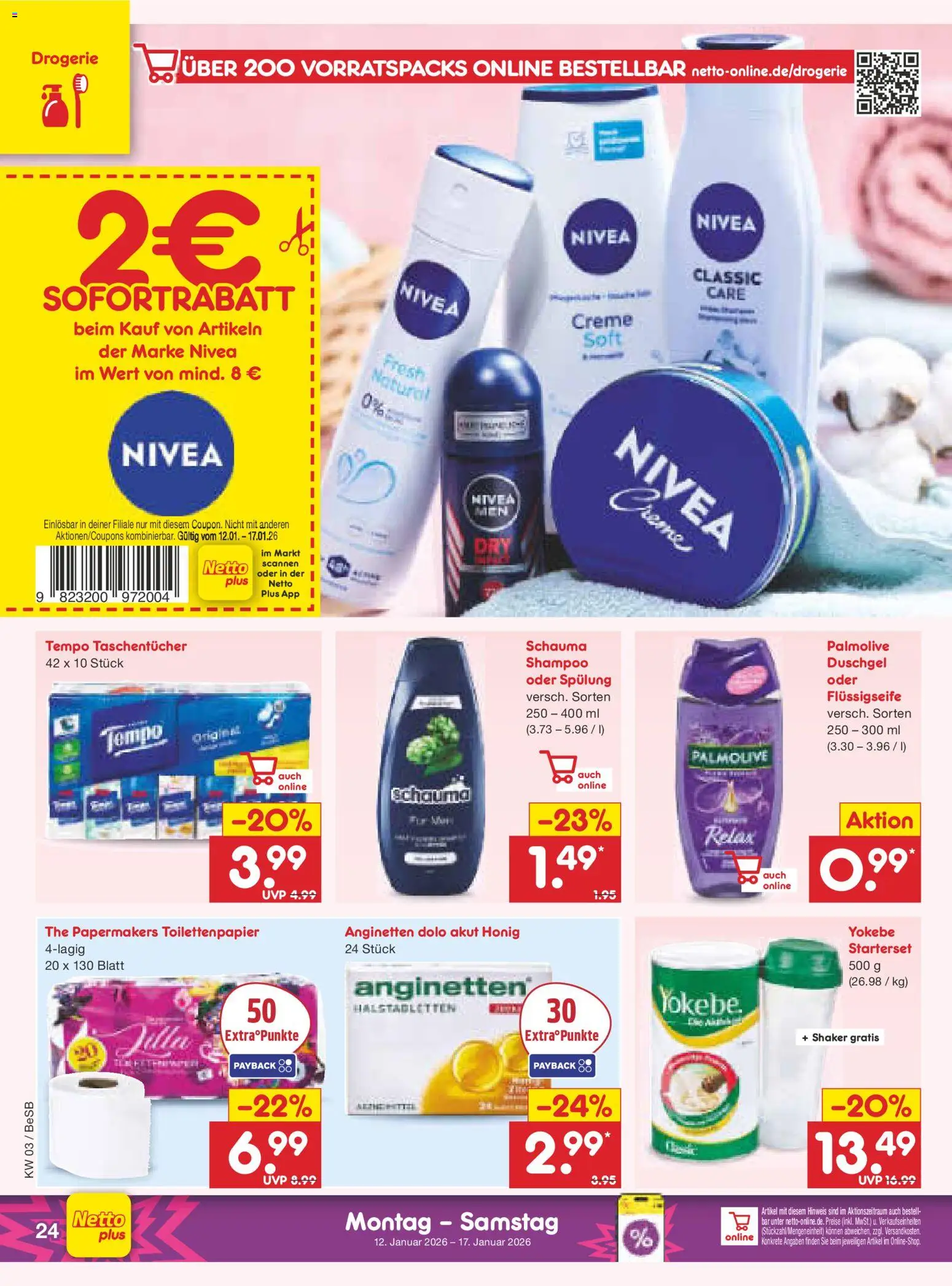 Netto Marken-Discount Prospekt 	 – gültig ab 12.01.2026 | Seite: 26 | Produkte: Spülung, Creme, Duschgel, Tempo