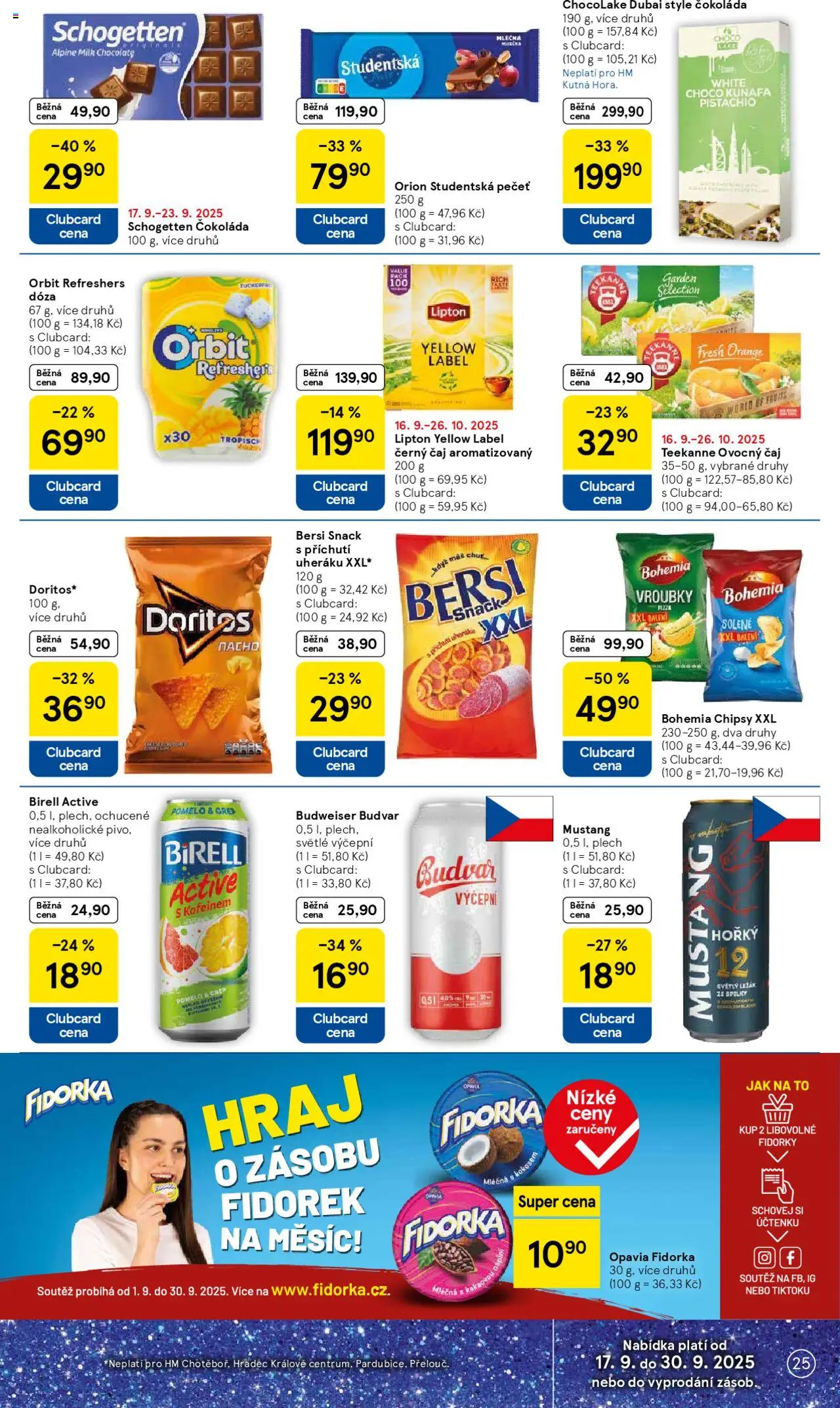 Tesco leták - Hypermarket od 17.09.2025 | Strana: 25 | Produkty: Dóza, Studentská pečeť, Čokoláda schogetten, Milk chocolate
