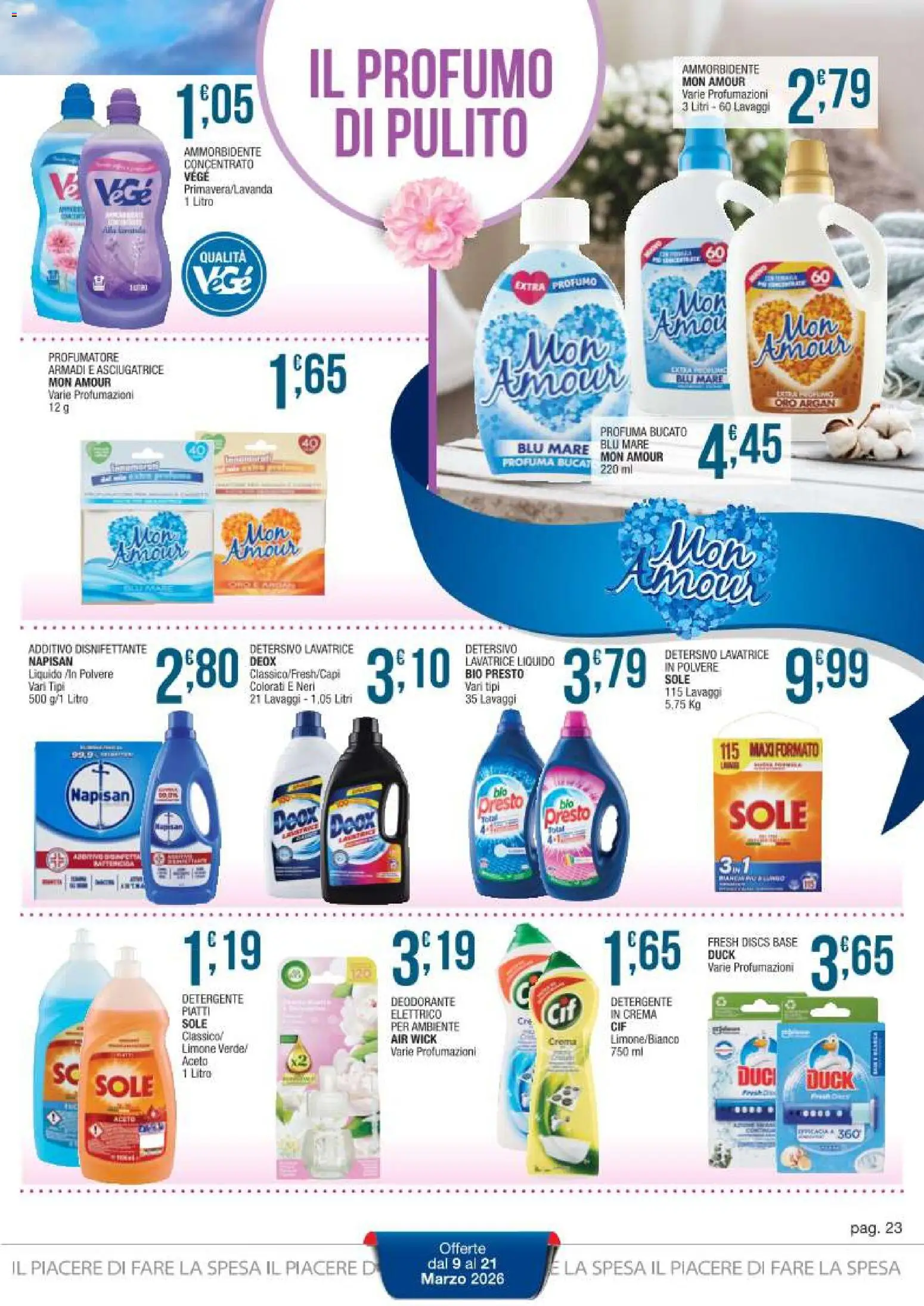 Volantino Sidis del 09.03.2026 | Pagina: 23 | Prodotti: Detergente, Lavatrice, Asciugatrice, Aceto