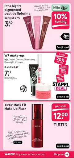 W7 make-up bijv. Sweet Dreams Strawberry Overnight lip mask, Sweet Dreams Strawberry Overnight lip mask - Voorbeeld van een folder van Etos, geldig van 16.03.2026 | Pagina: 16 | Producten: Kan, Make up