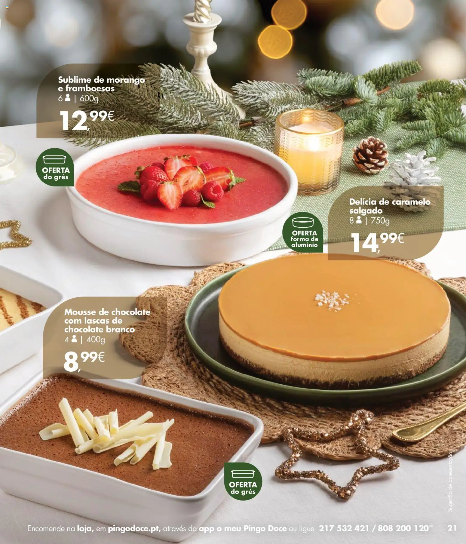 Pingo Doce Encomendas de Natal  │ válido de 19.11.2025 | Página: 21 | Produtos: Mousse de chocolate, Framboesas, Chocolate