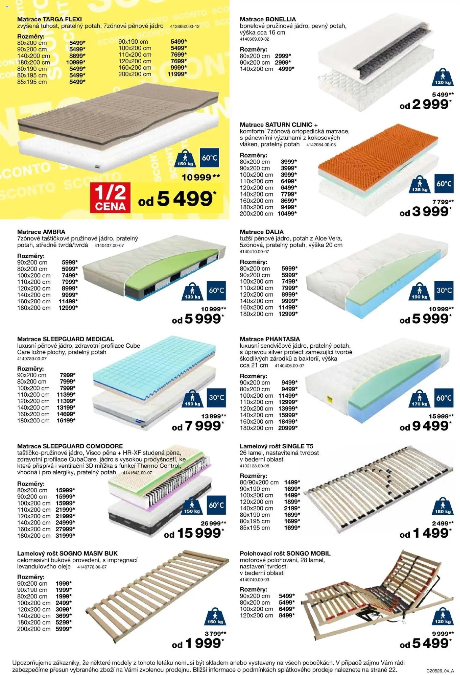 Sconto nábytek leták od 25.03.2026 | Strana: 4 | Produkty: Oleje, Matrace, Rošt, Modely