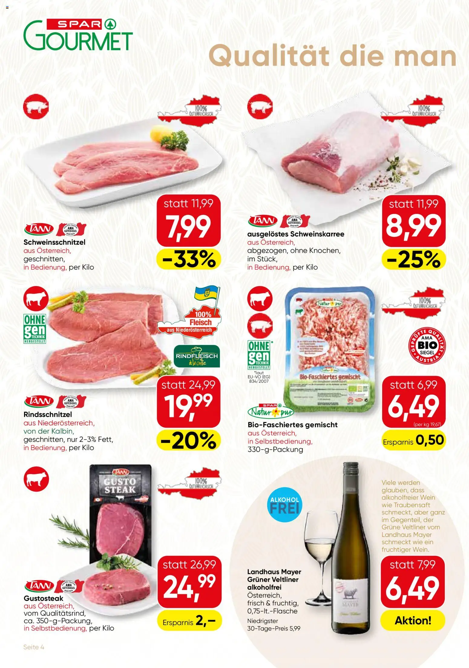 SPAR Gourmet Flugblatt - Burgenland gültig ab 15.01.2026 | Seite: 4 | Produkte: Wein, Rindfleisch