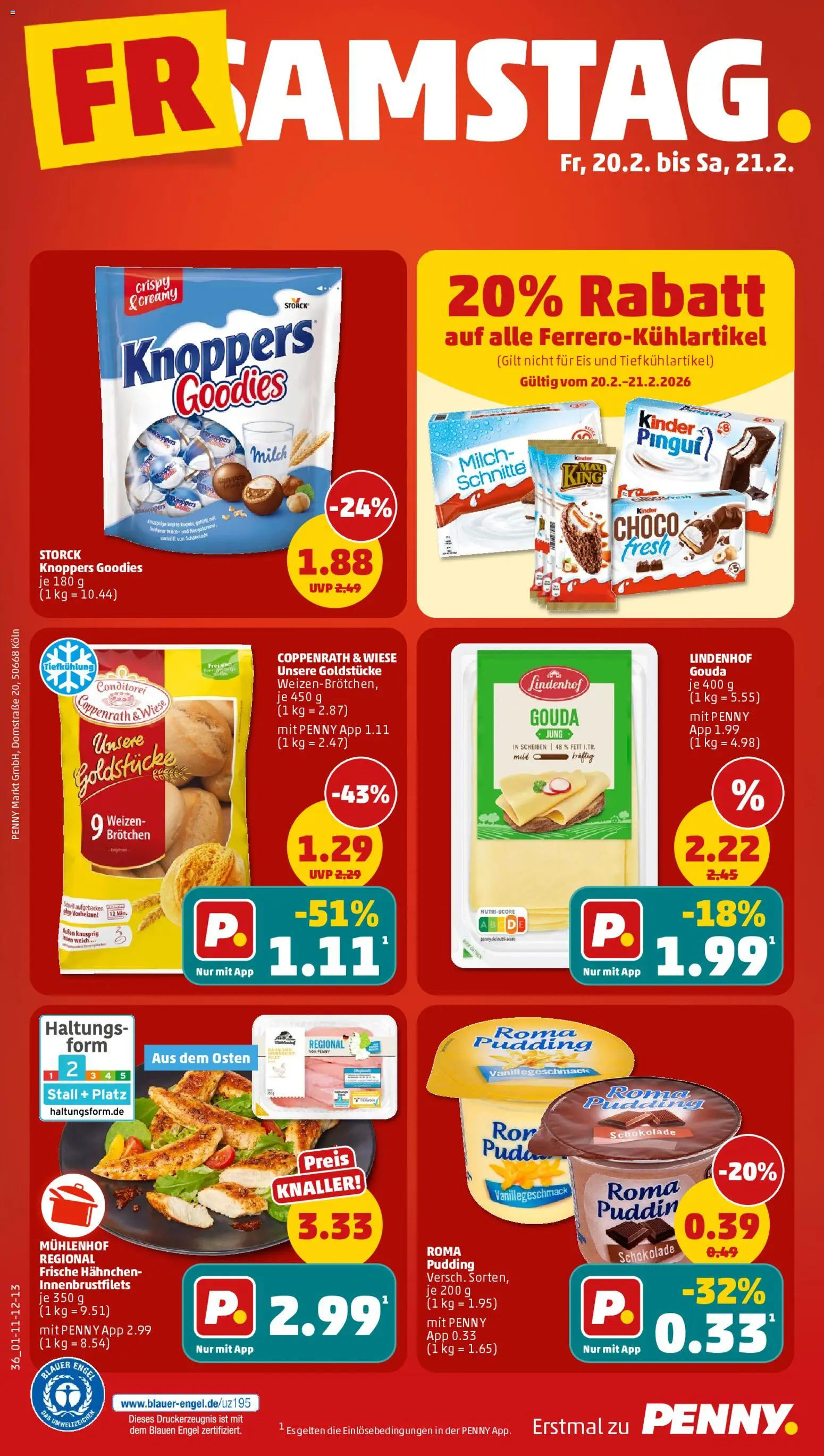 Penny Prospekt 	 – gültig ab 16.02.2026 | Seite: 38 | Produkte: Milch, Gouda, Pudding, Eis