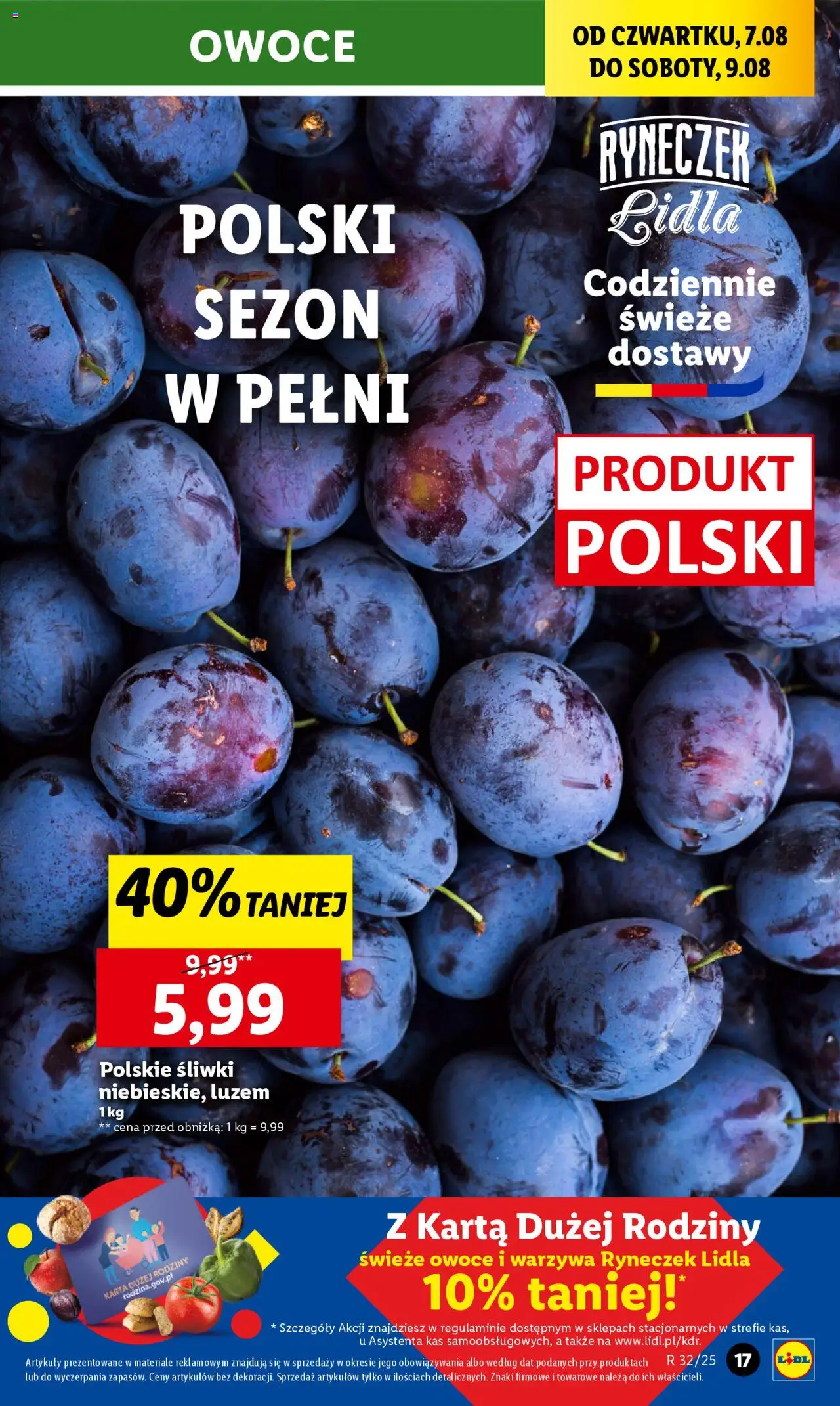 Lidl Gazetka od 07.08.2025 | Strona: 21 | Produkty: Karta, Śliwki, Warzywa, Owoce