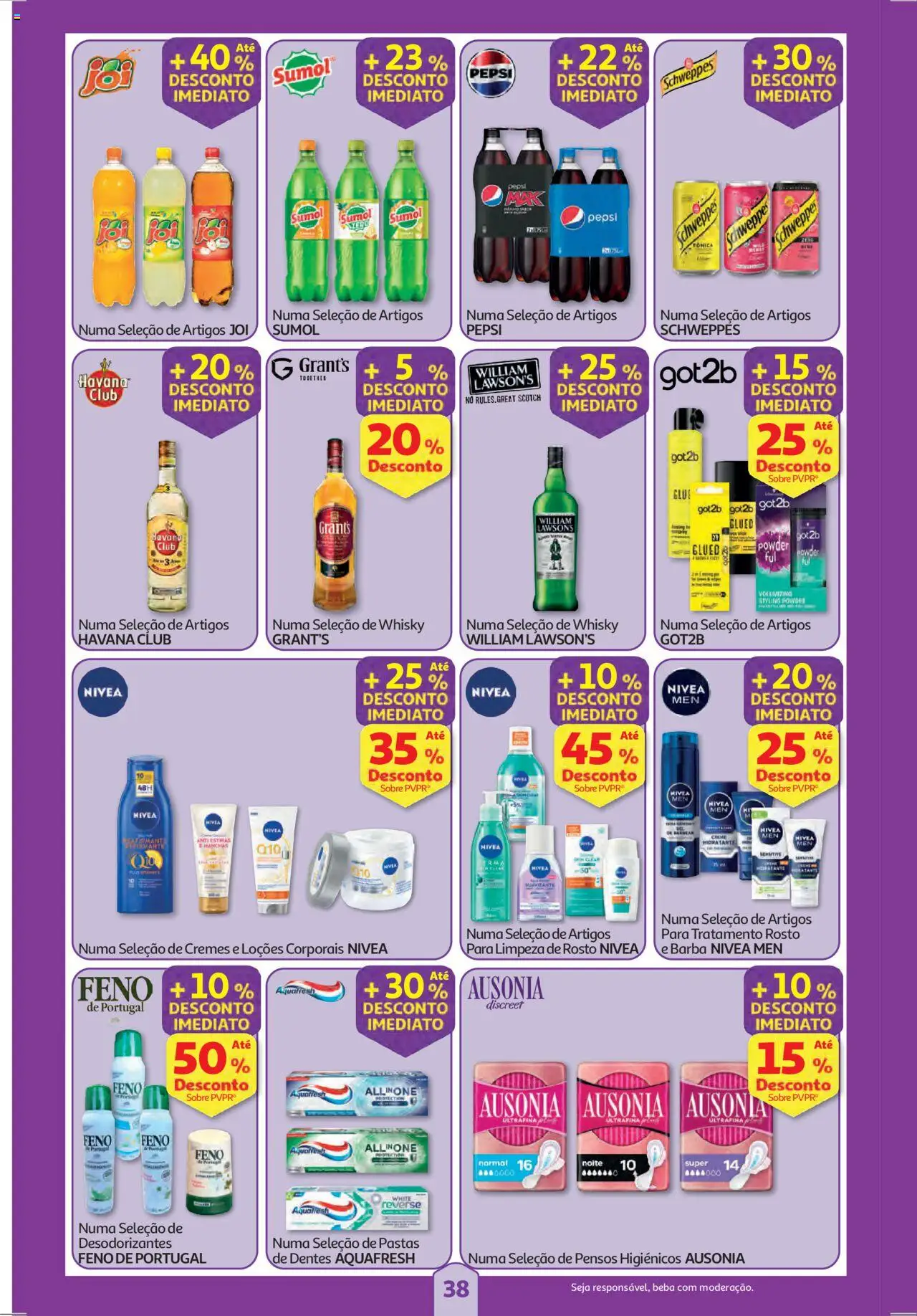 Auchan folheto │ válido de 02.10.2025 | Página: 38 | Produtos: Whisky, Pensos higiénicos, Creme