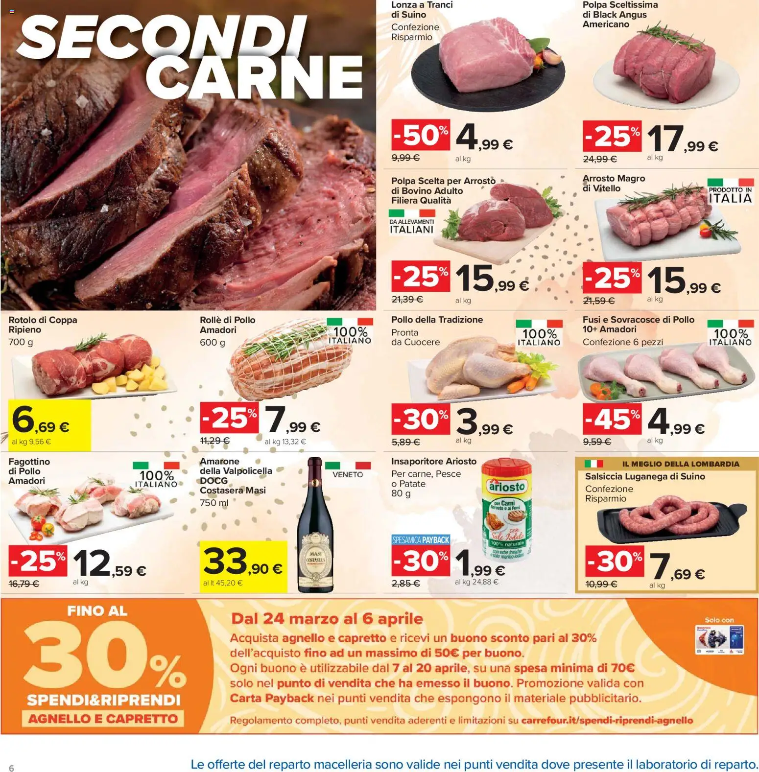 Volantino Carrefour del 24.03.2026 | Pagina: 6 | Prodotti: Pollo, Pesce, Salsiccia, Vitello