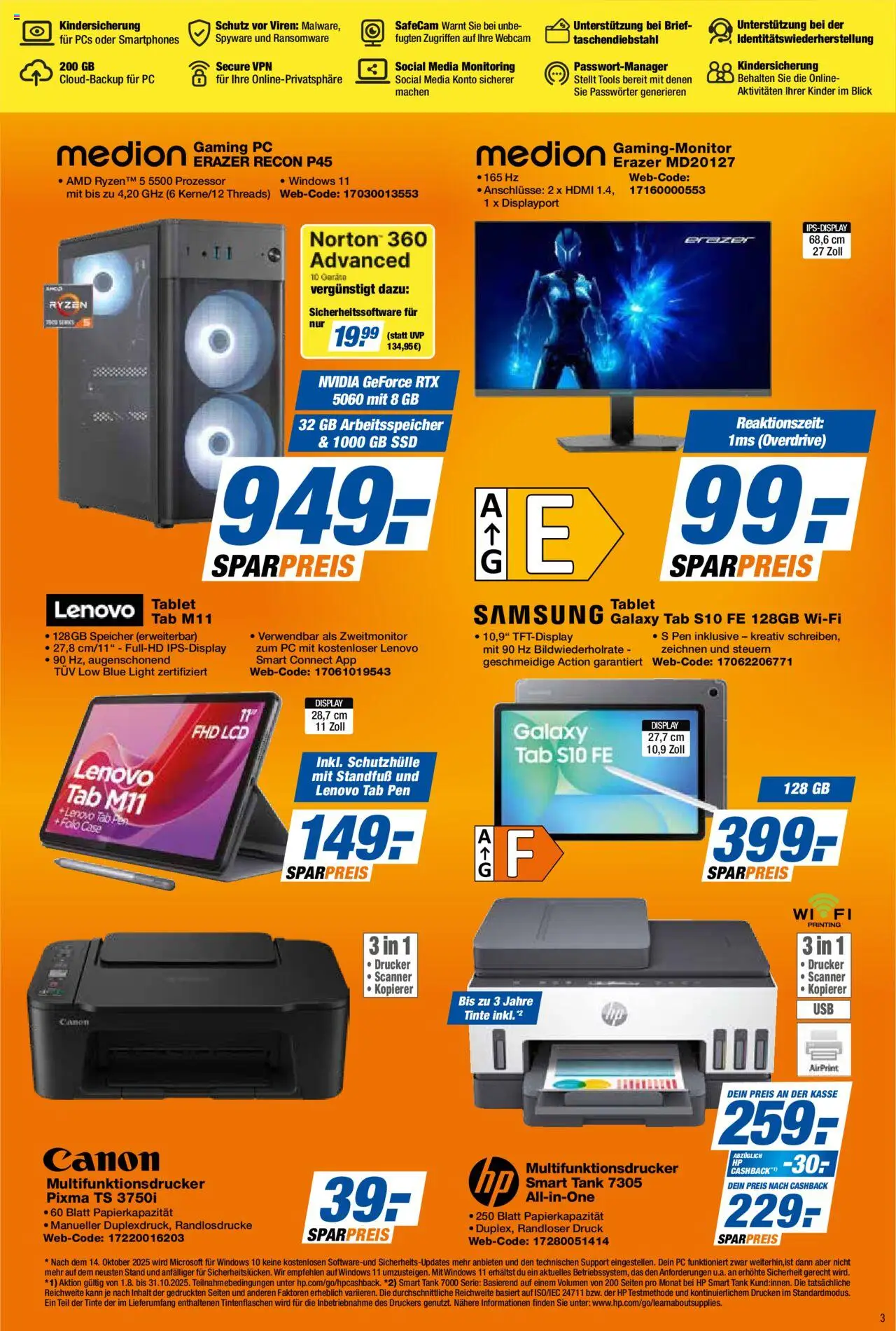 Expert  Sommer Sparverkauf - gültig ab dem 22.08.2025 | Seite: 3 | Produkte: Lenovo, Samsung, Tablet, Drucker