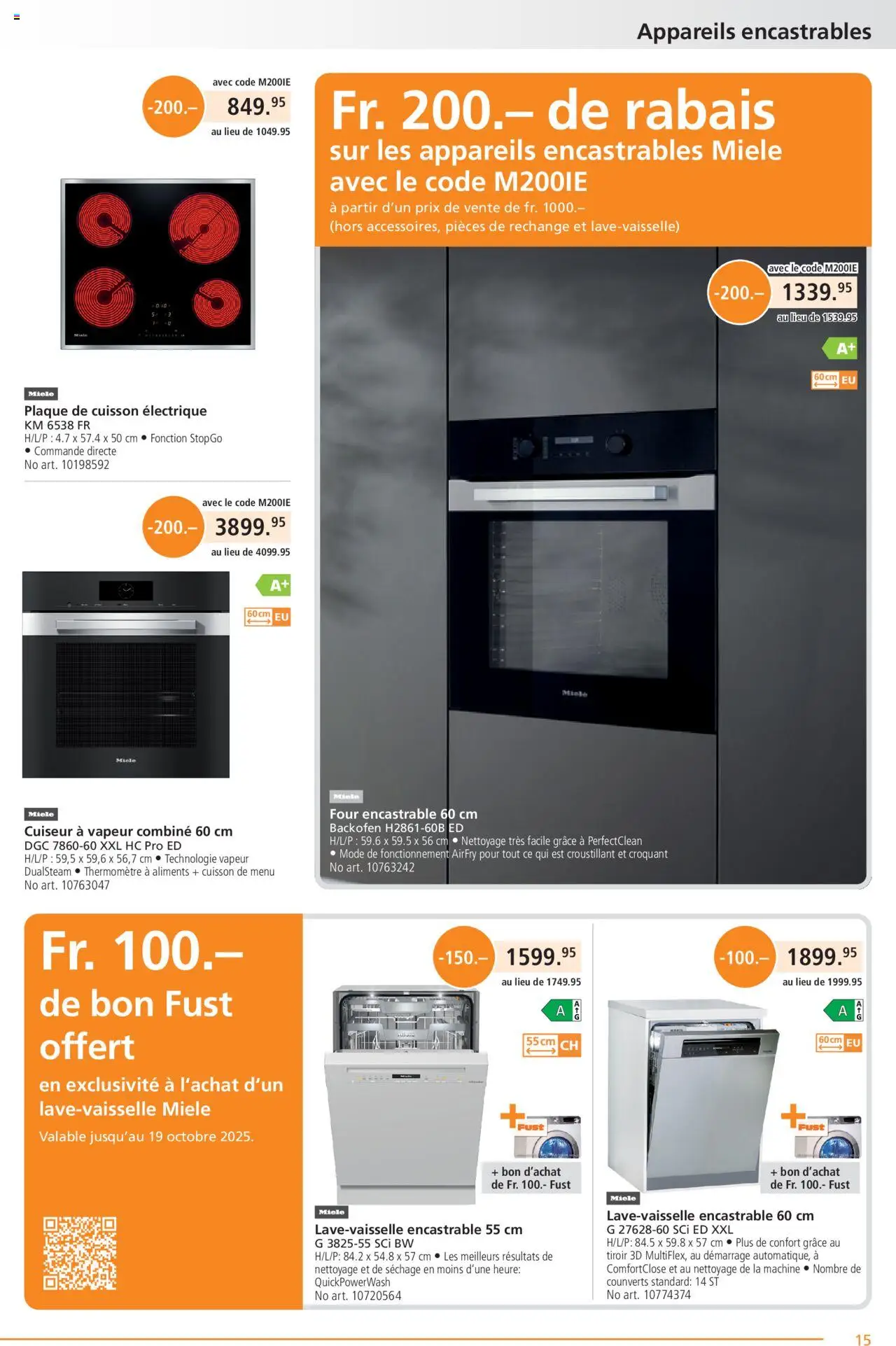 Fust Aktionen FR ab 25.08.2025 | Seite: 15 | Produkte: Backofen, Miele