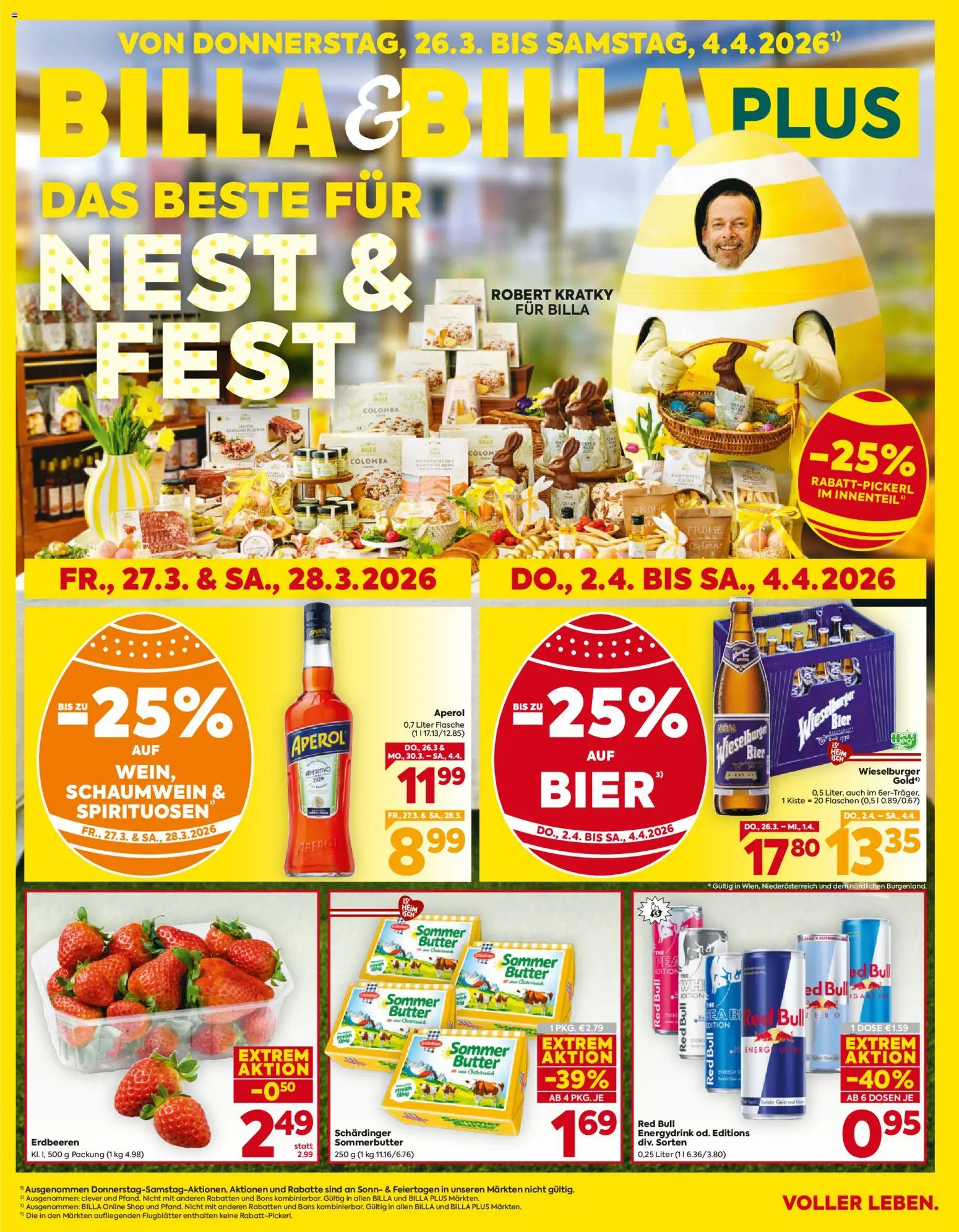 Billa Flugblatt - Niederösterreich gültig ab 26.03.2026 | Seite: 1 | Produkte: Erdbeeren, Butter, Bier