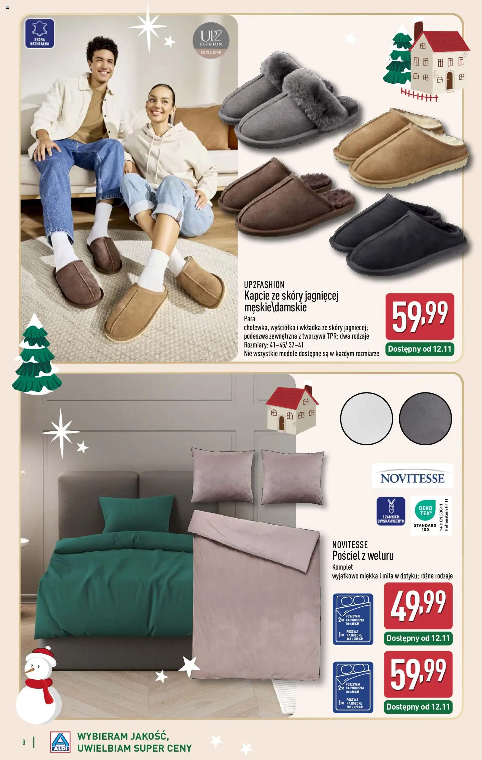 Aldi Gazetka - Katalog prezentowy od 03.11.2025 | Strona: 8 | Produkty: Pościel, Kapcie