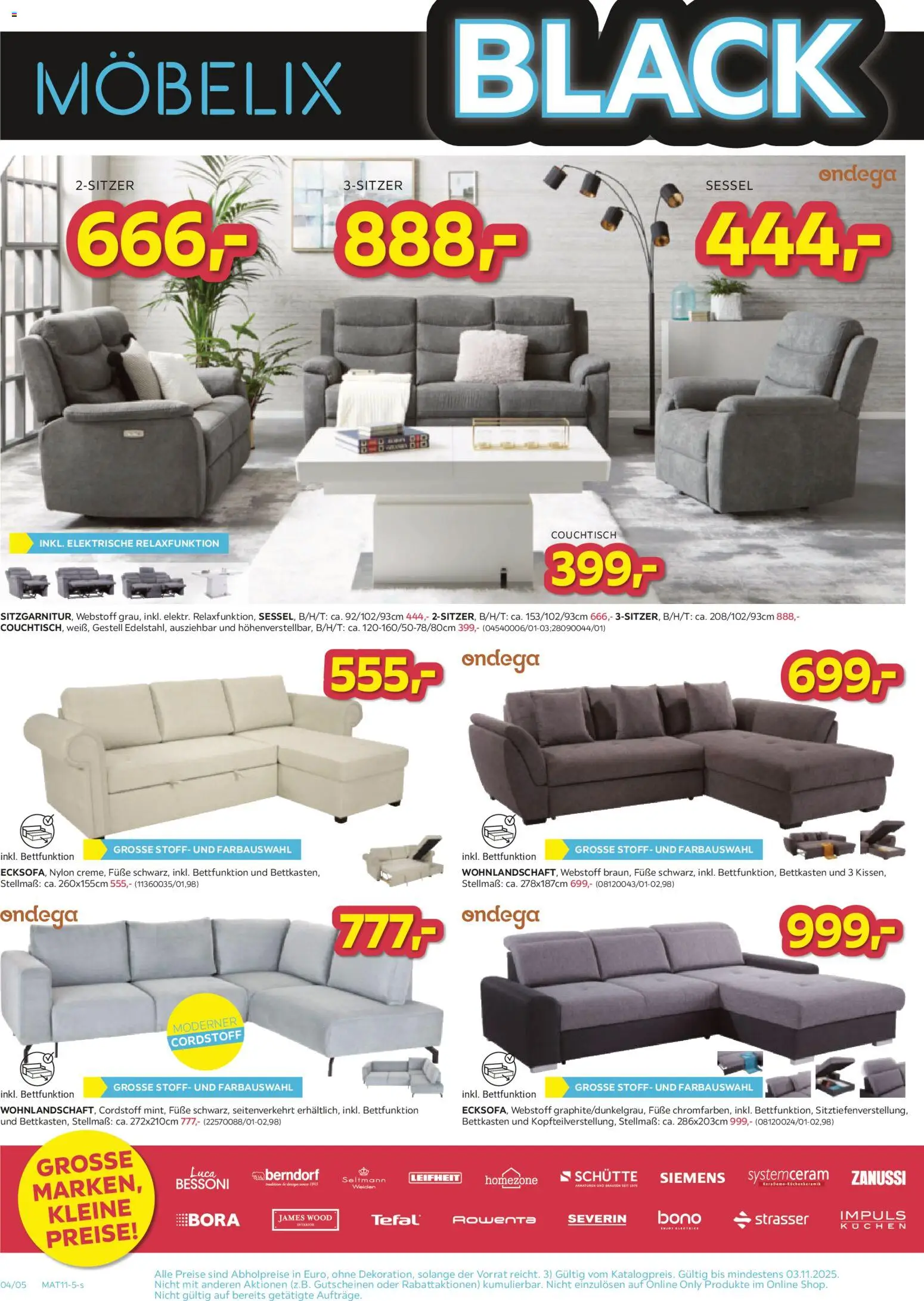 Möbelix Black November gültig ab 28.10.2025 | Seite: 4 | Produkte: Sessel, Couchtisch