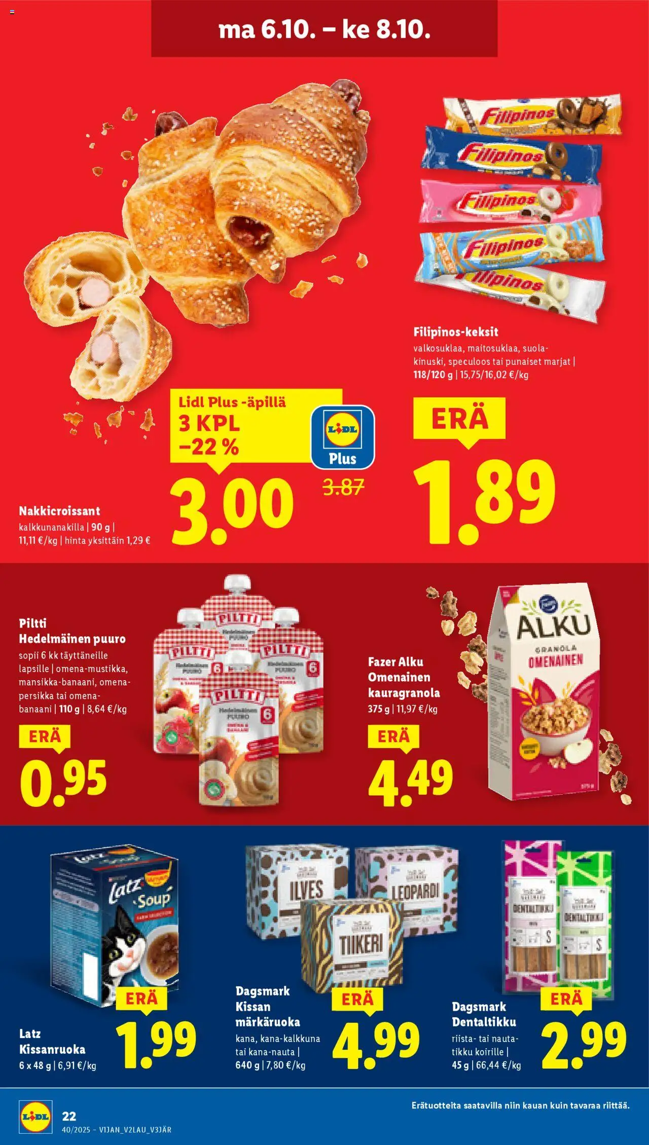 Lidl tarjoukset – voimassa 02.10.2025 alkaen | Sivu: 30 | Tuotteet: Kissanruoka, Suola, Persikka, Granola