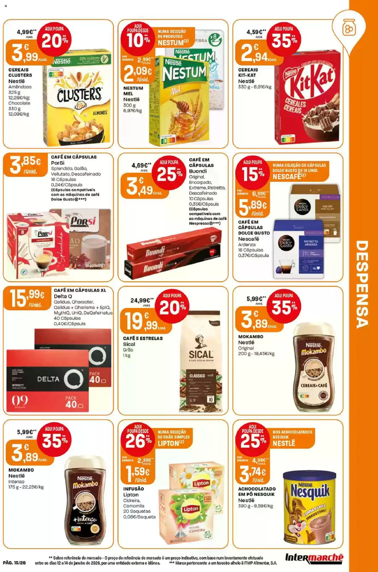 Intermarché Folheto Contact │ válido de 12.02.2026 | Página: 15 | Produtos: Amêndoas, Leite, Chocolate, Dolce gusto