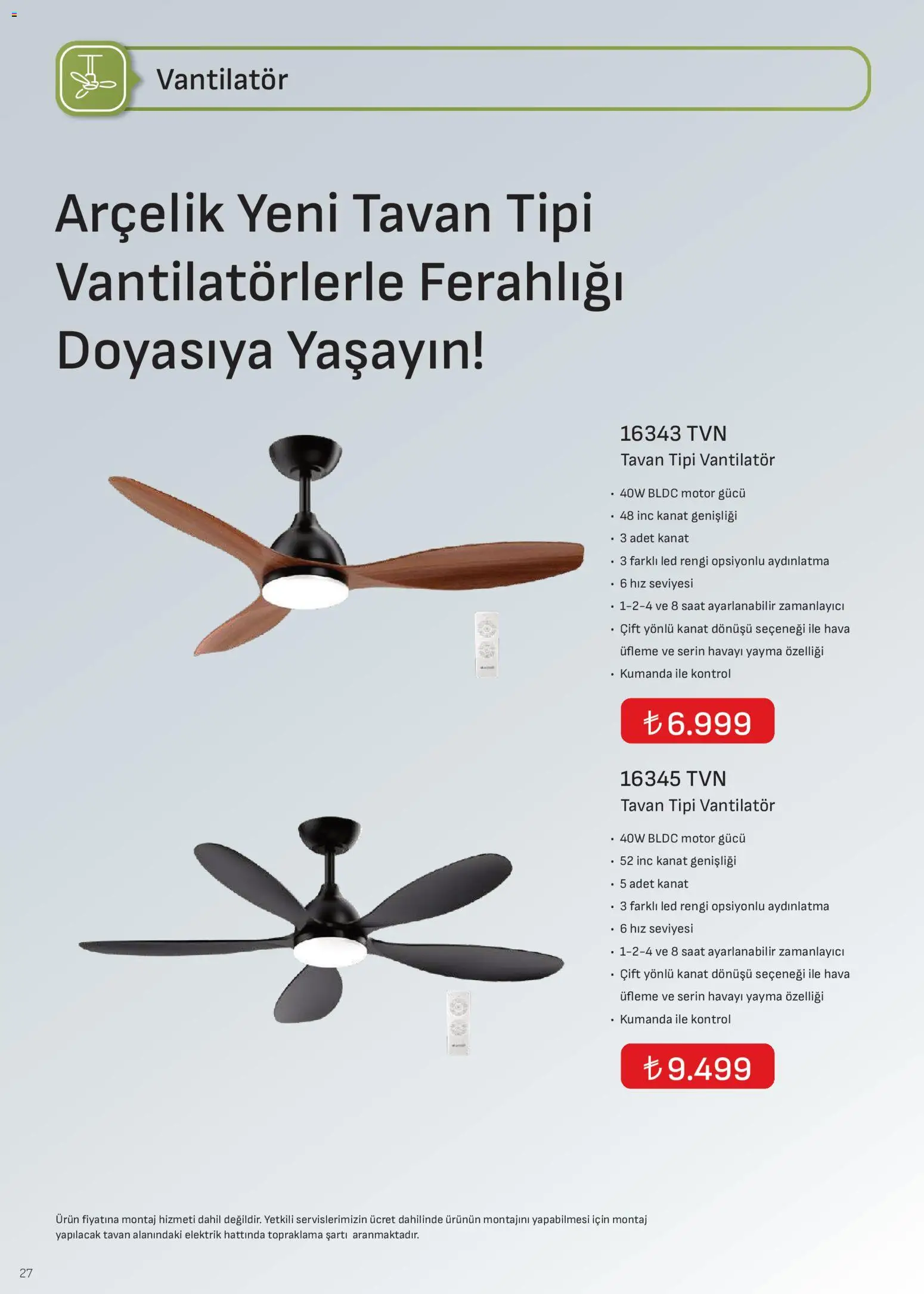 Arçelik İklimlendirme Kataloğu - 01.12.2025 tarihinden itibaren geçerlidir | Sayfa: 27