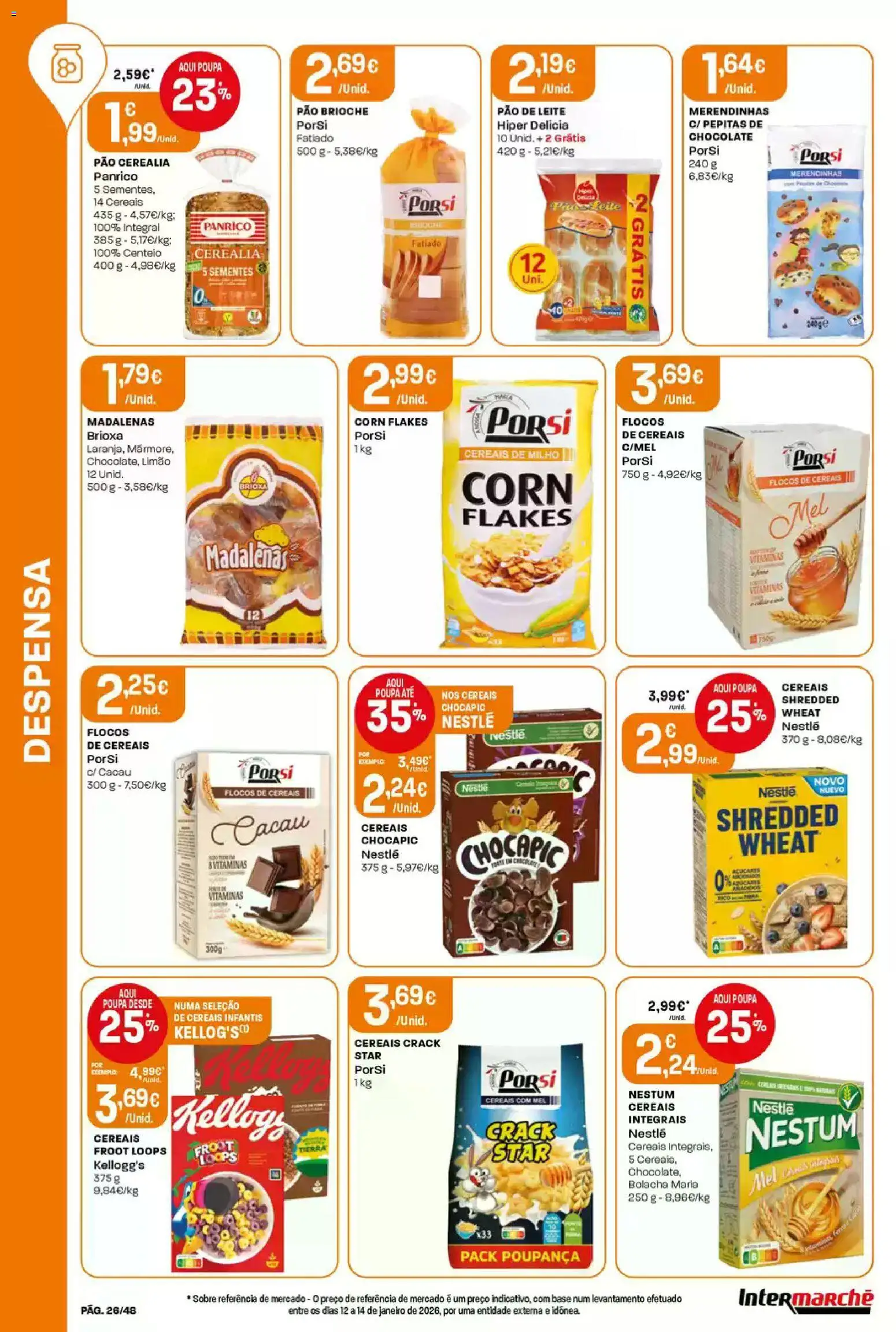 Intermarché folheto │ válido de 19.02.2026 | Página: 26 | Produtos: Base, Mel, Cereais, Flocos