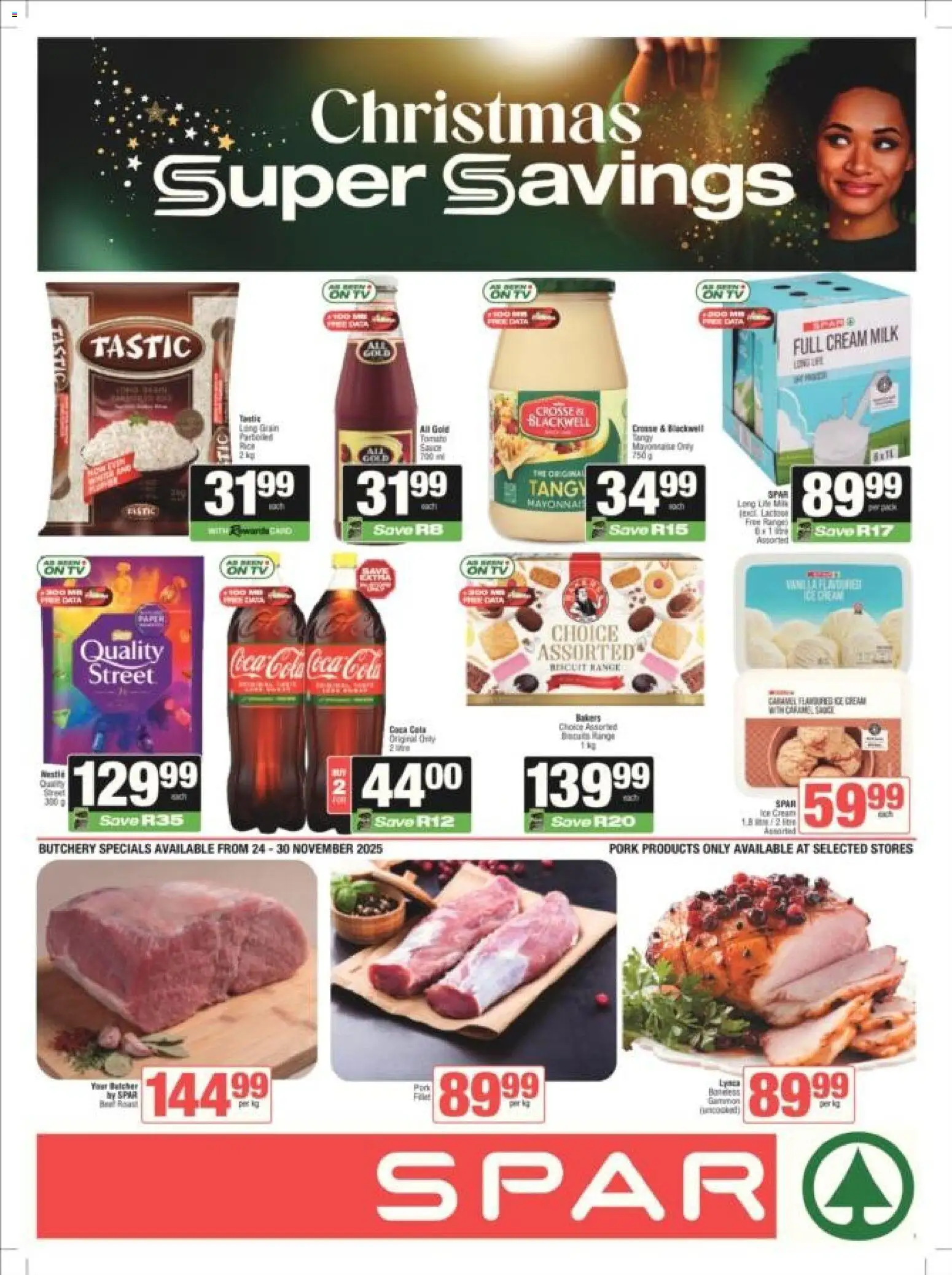 New Spar catalogue – valid from 24.11.2025 | Page: 1 | Products: Milk, Pork, Cream