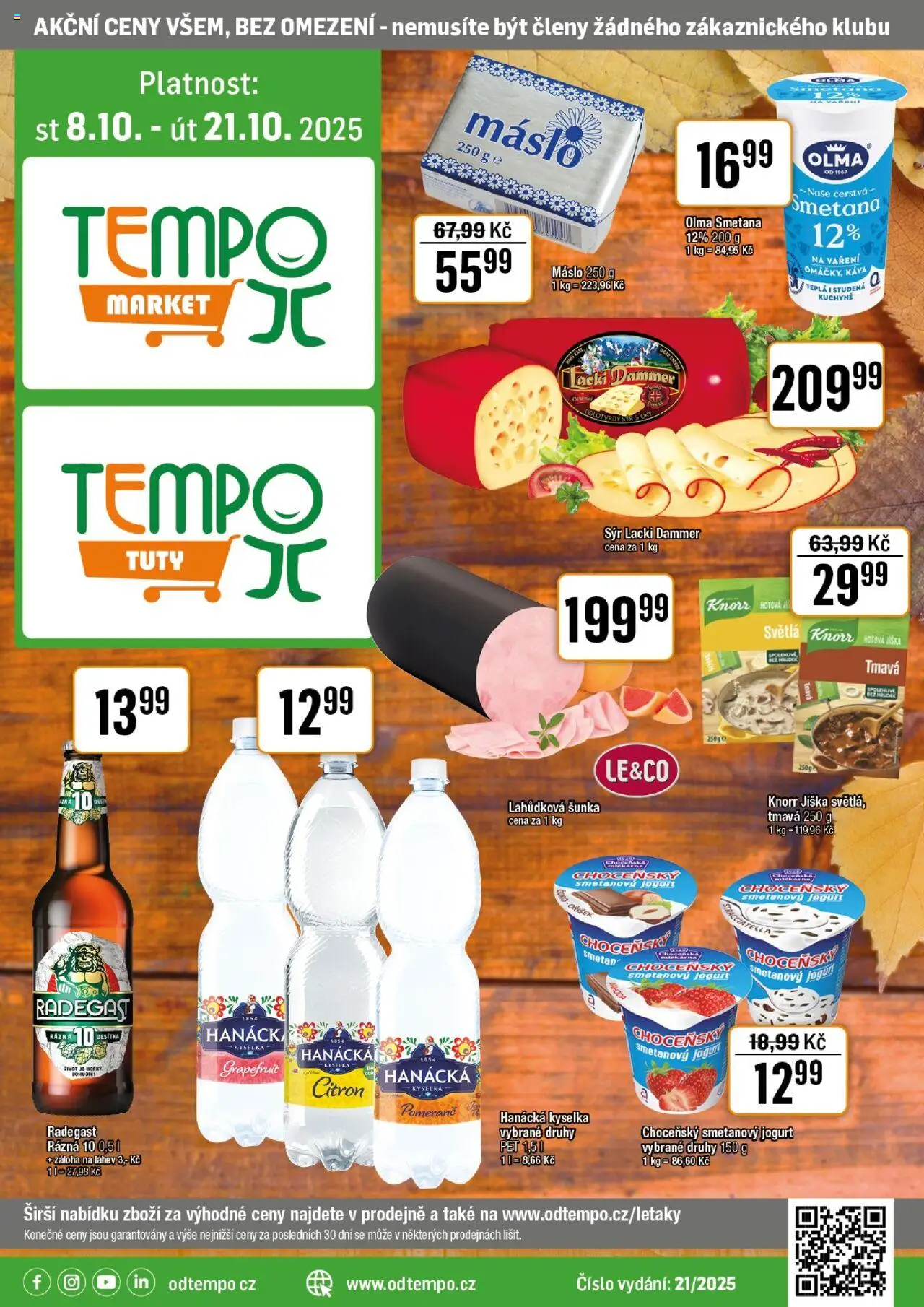 Tempo leták - Tuty od 08.10.2025 | Strana: 1 | Produkty: Jíška, Máslo, Šunka, Radegast