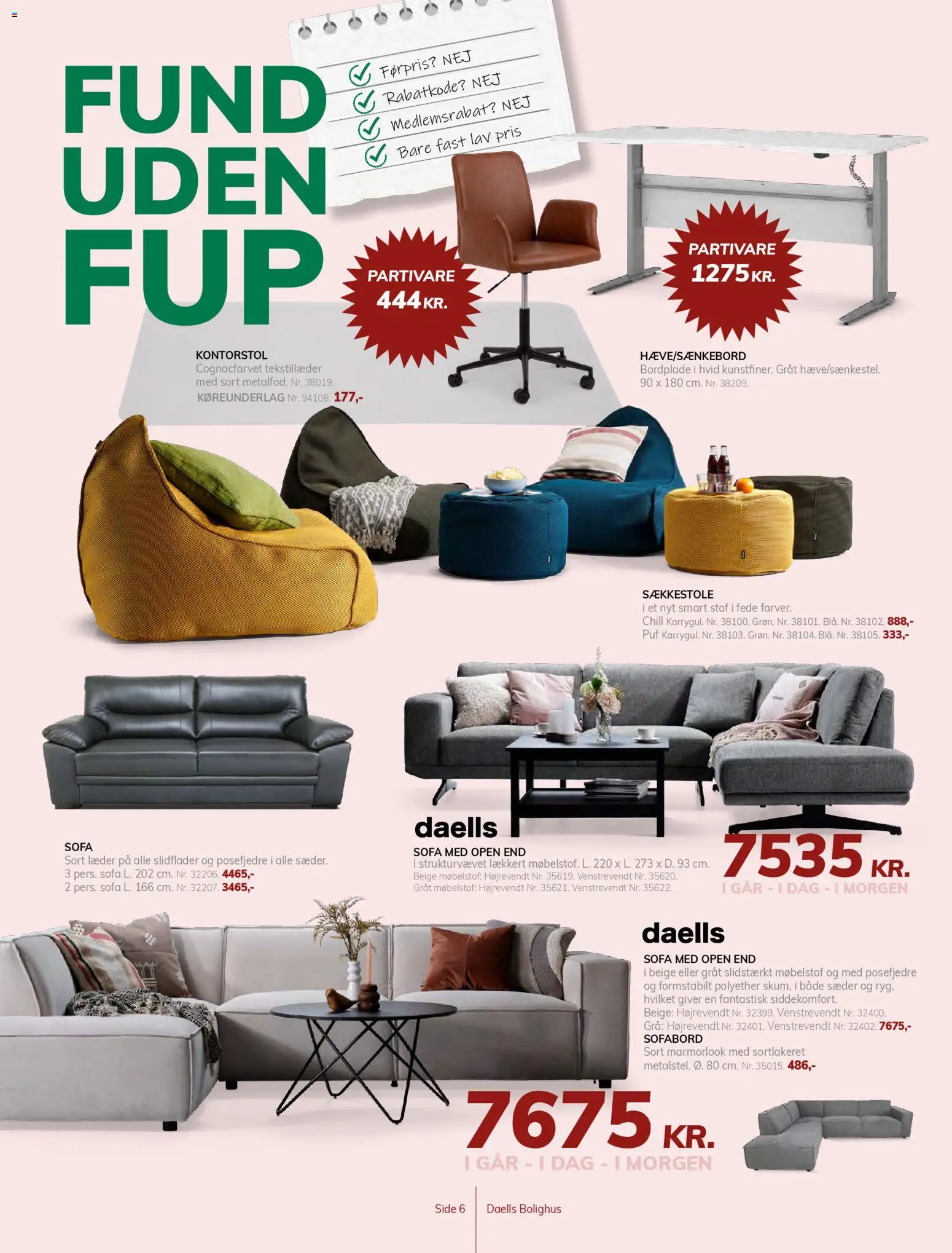 Daells Bolighus tilbudsavis – gyldig fra 14.01.2026 | Side: 6 | Produkter: Sofa, Kontorstol, Stof, Puf