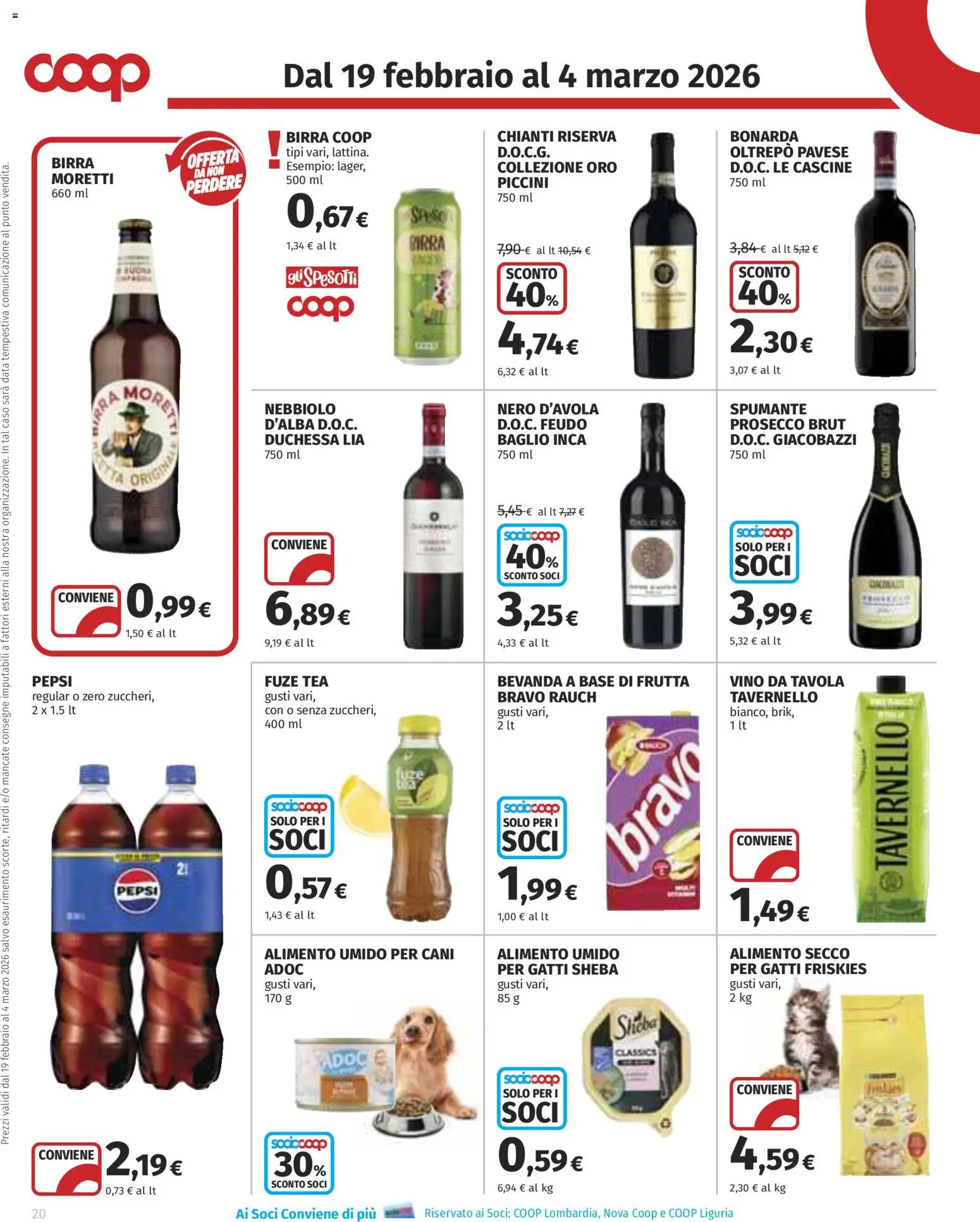 Volantino COOP del 19.02.2026 | Pagina: 20 | Prodotti: Birra, Frutta, Spumante, Pepsi