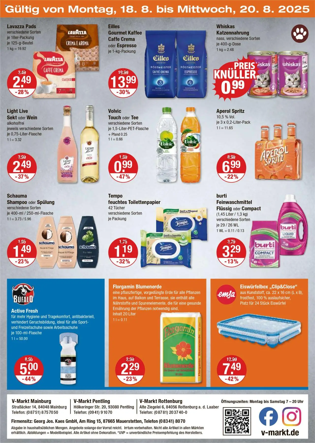 V-Markt - Hallertau/Oberpfalz - gültig ab dem 14.08.2025 | Seite: 24 | Produkte: Spülung, Aperol, Tee, Feuchtes Toilettenpapier