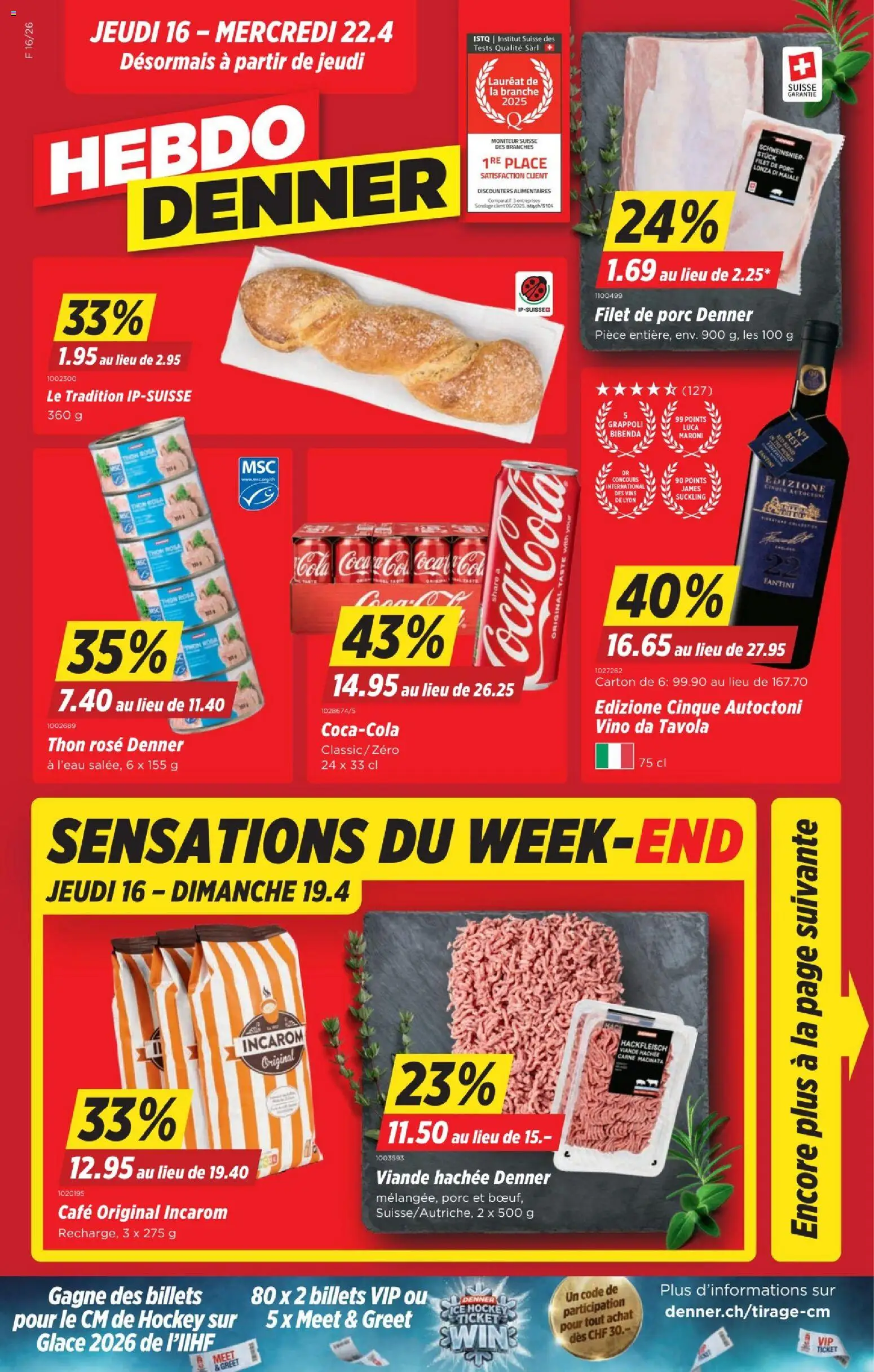 Denner aktionen FR – gültig ab 16.04.2026 | Seite: 1 | Produkte: Glace