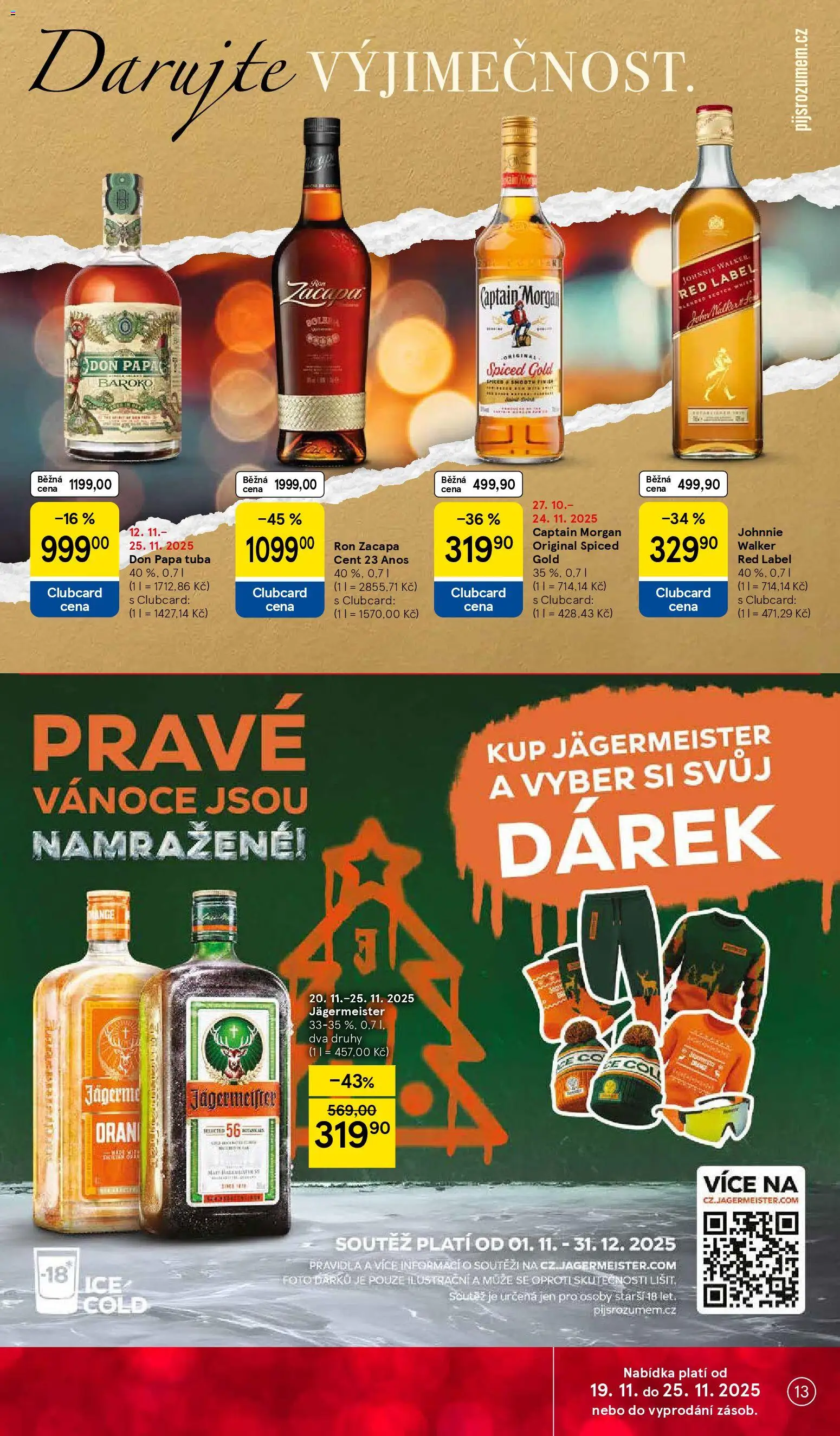 Tesco Black Friday od 19.11.2025 | Strana: 13 | Produkty: Jägermeister, Tuba, Morgan, Whisky