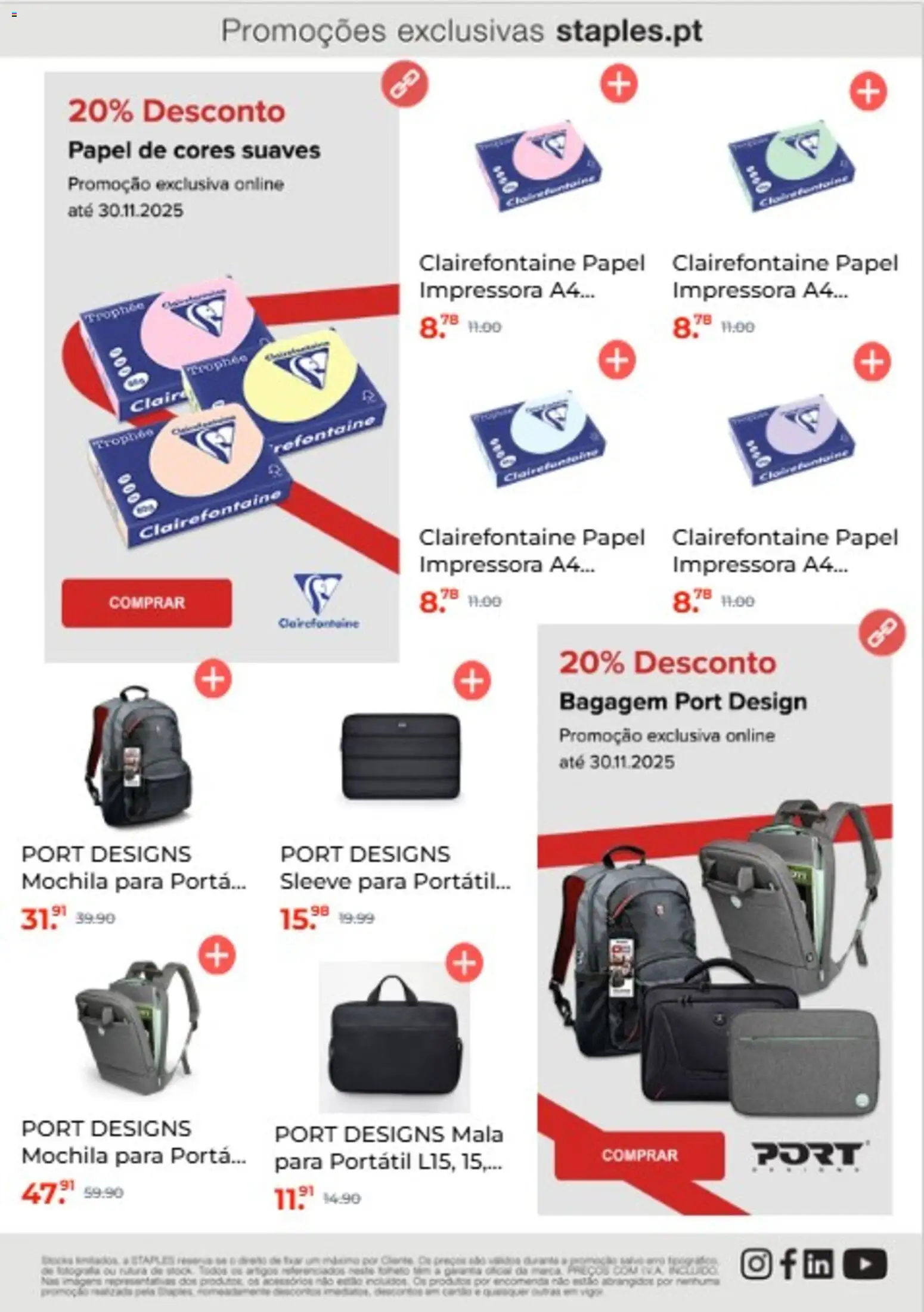 Staples folheto │ válido de 10.11.2025 | Página: 4 | Produtos: Mochila, Impressora, Porta