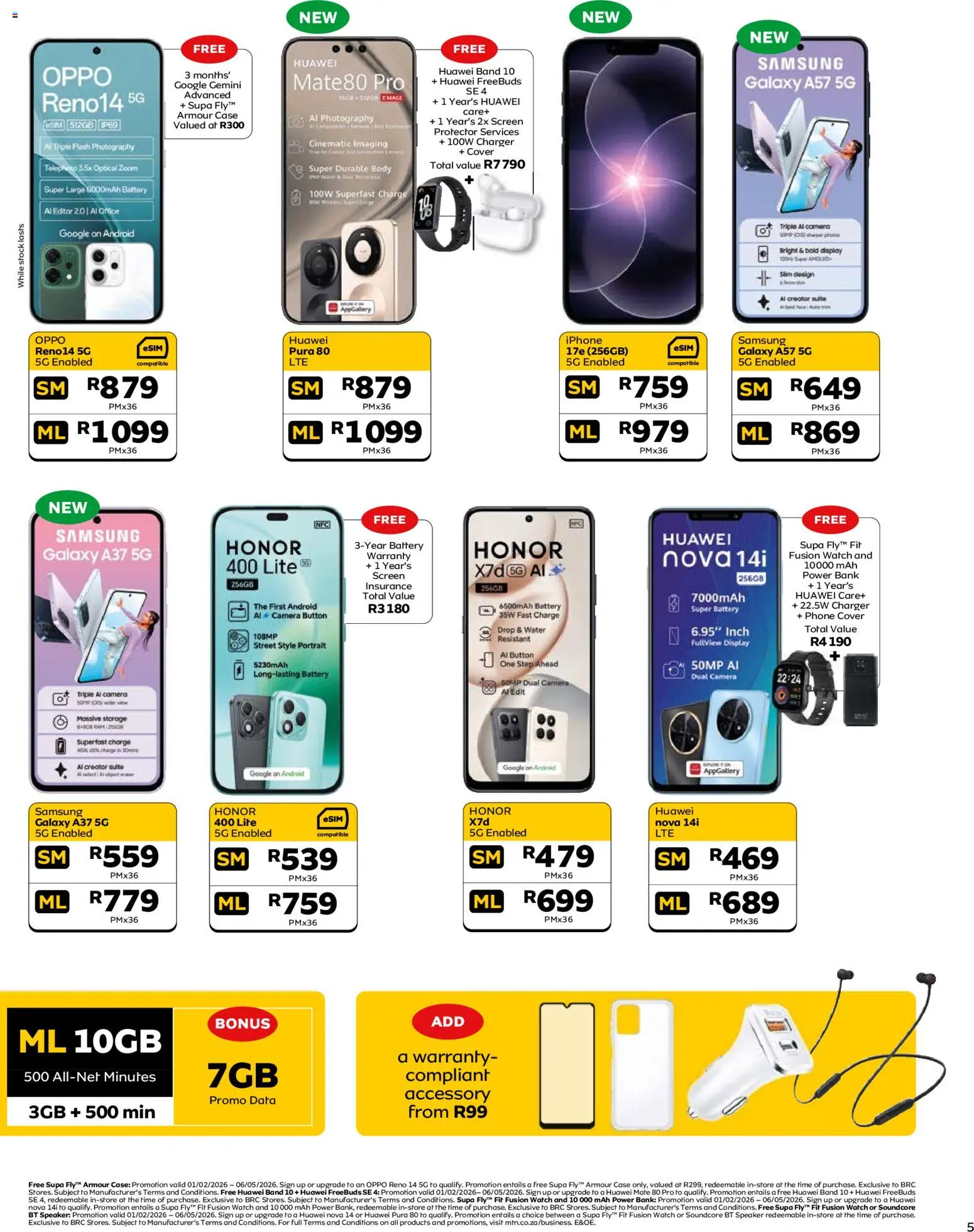 New MTN catalogue – valid from 07.04.2026 | Page: 5 | Products: Sim, Camera, Battery, Charger