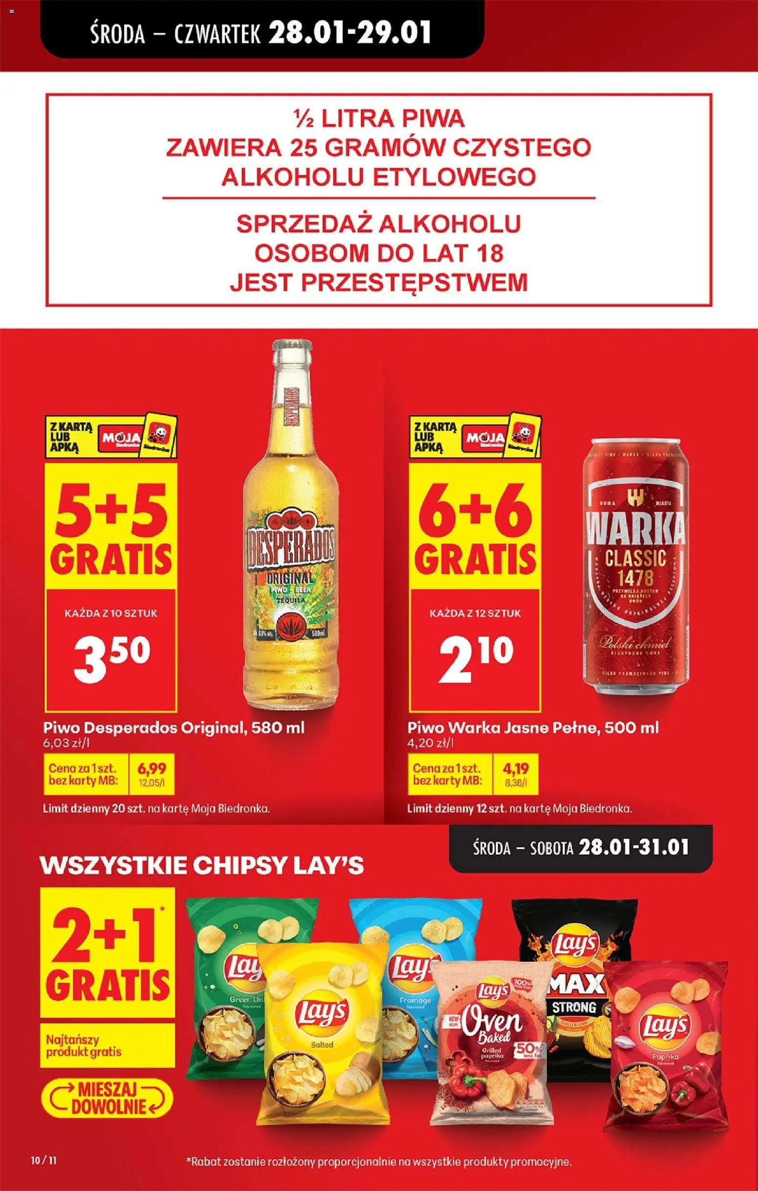 Biedronka gazetka - Oferta w tym tygodniu od 28.01.2026 | Strona: 10 | Produkty: Piwo Desperados, Warka, Tequila, Piwo