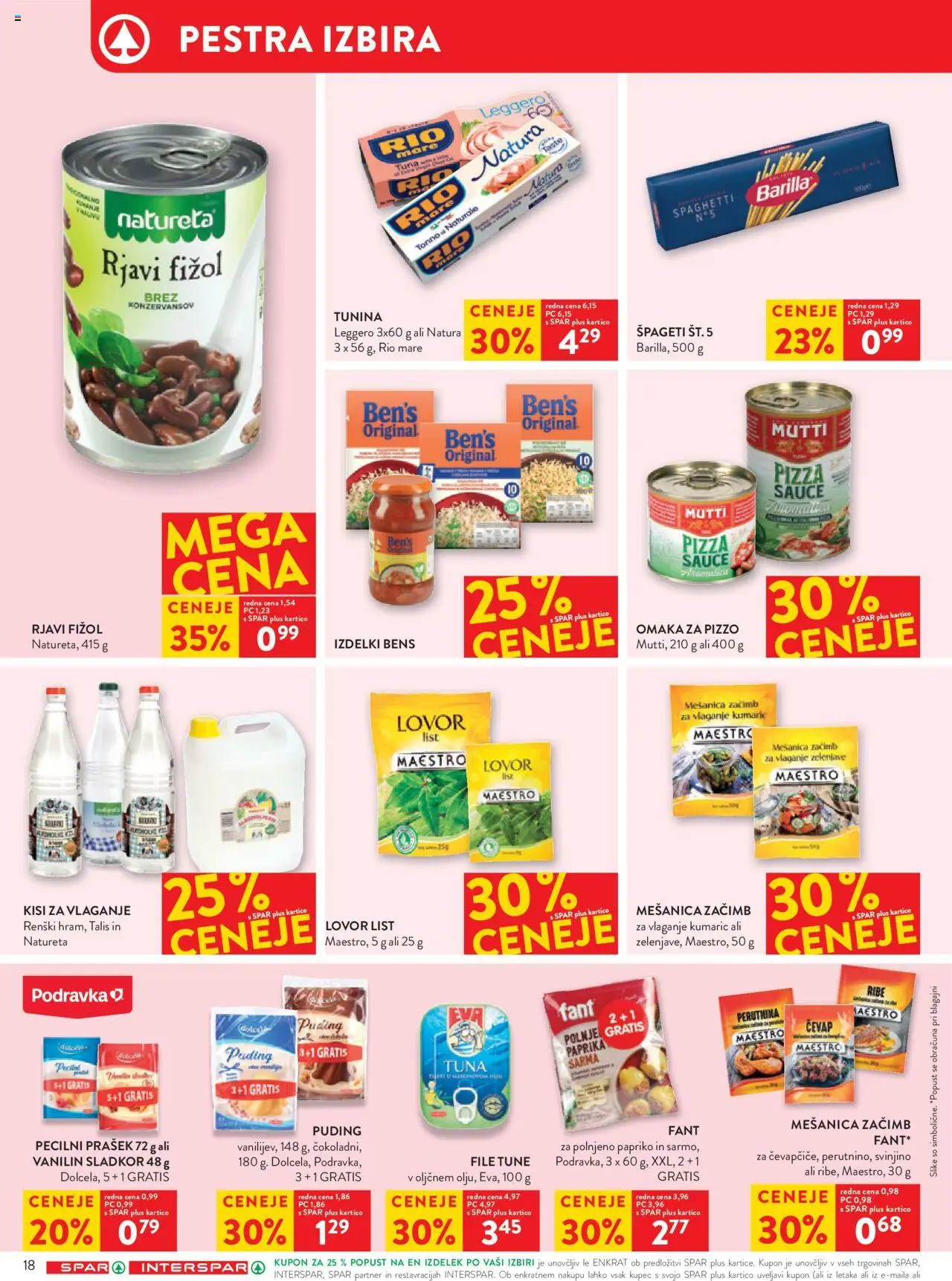 Spar katalog 34/25 │ velja od 20.08.2025 | Stran: 20 | Izdelki: Puding, Tuna, Spageti, Omaka