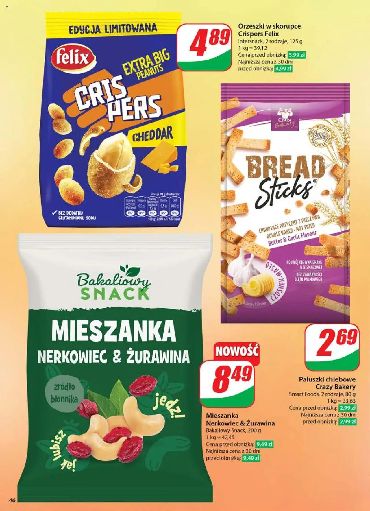 Dino Gazetka od 04.06.2025 | Strona: 46 | Produkty: Żurawina, Paluszki, Paluszki chlebowe, Cheddar
