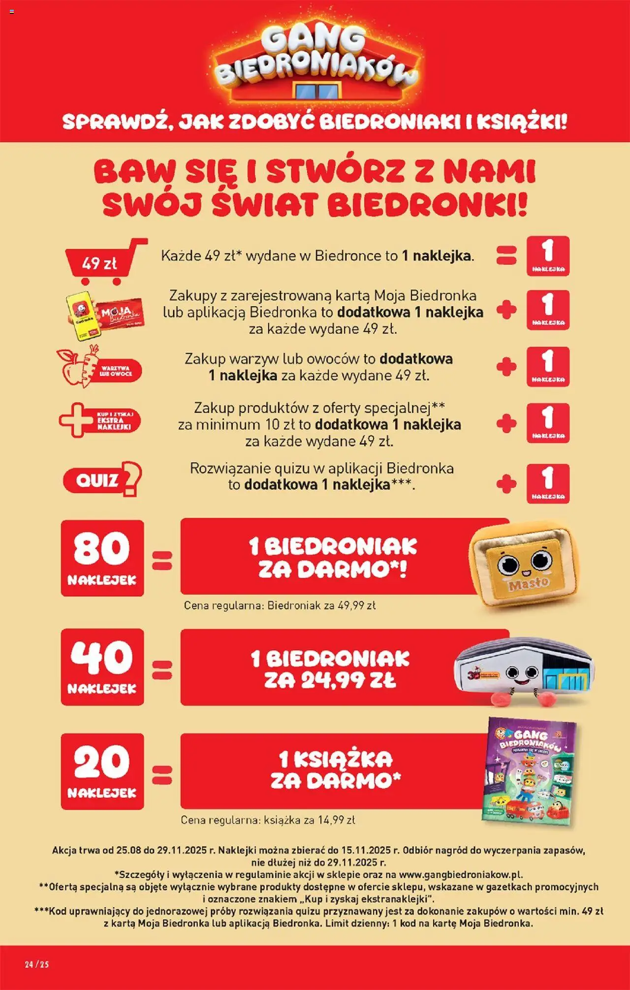 Biedronka gazetka od 08.09.2025 | Strona: 28 | Produkty: Karta, Książki, Naklejki, Masło
