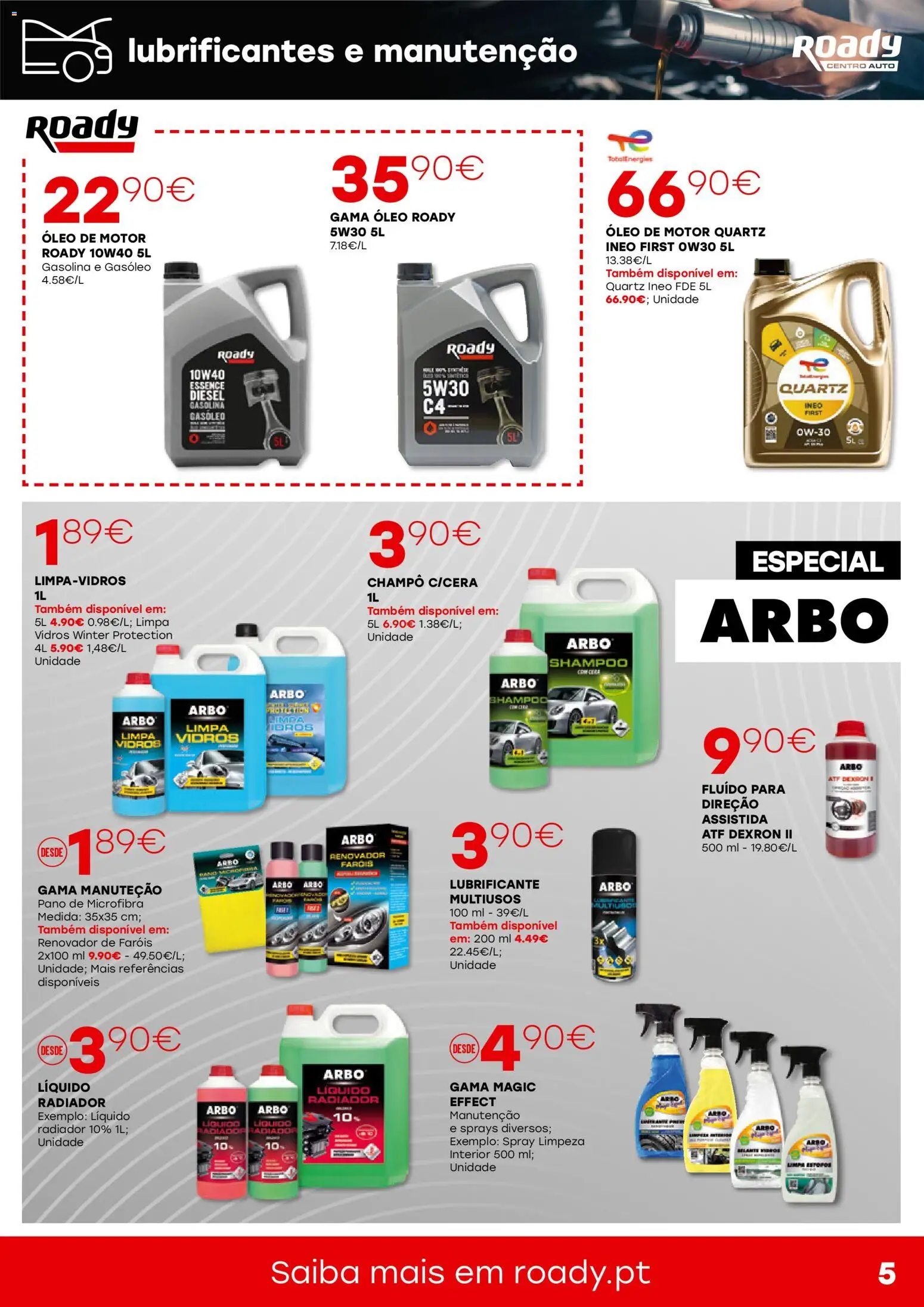 Roady - folheto │ válido de 30.10.2025 | Página: 5 | Produtos: Shampoo, Limpa vidros, Radiador, Óleo