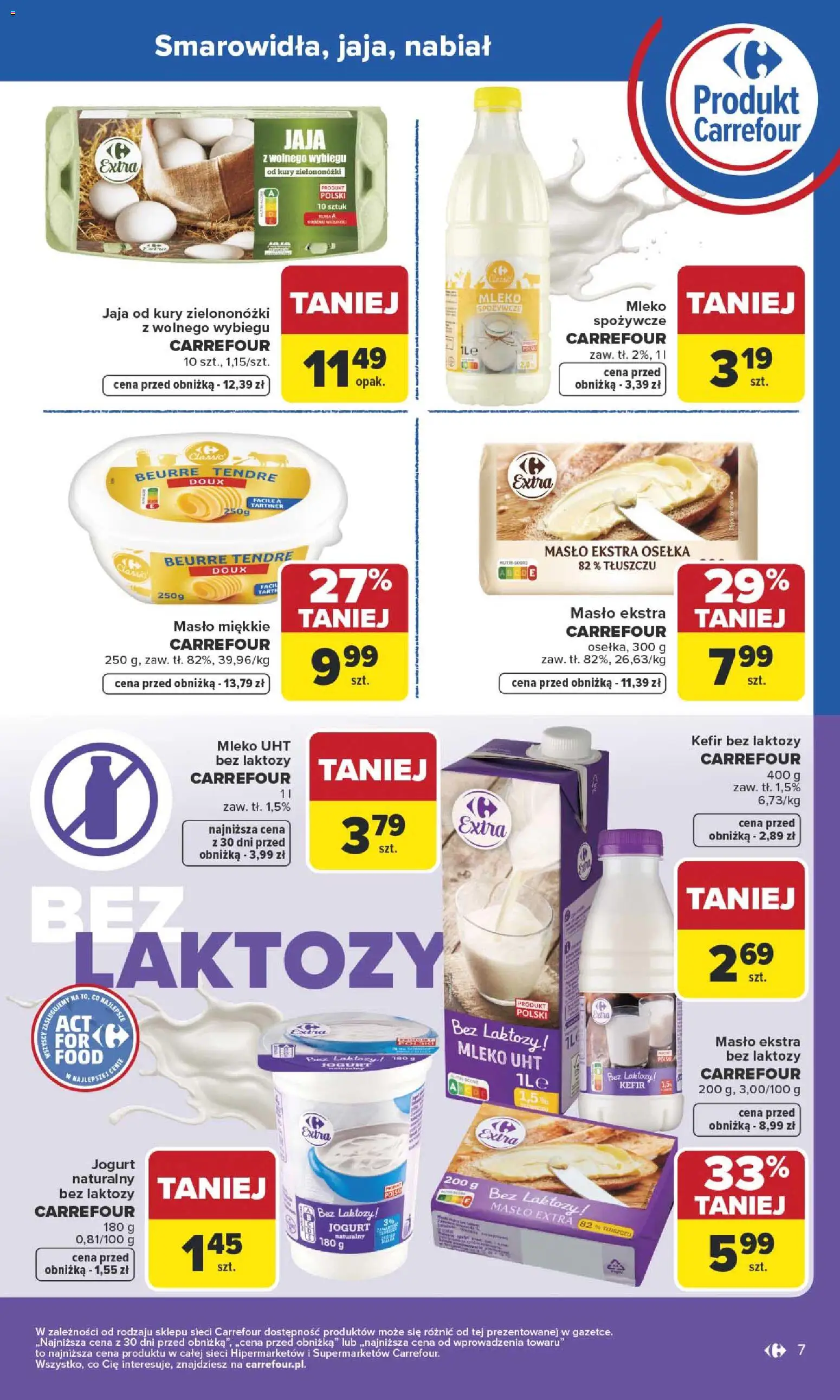 Carrefour Gazetka - Wybierz Jakość W Najlepszej Cenie od 19.01.2026 | Strona: 7 | Produkty: Masło ekstra osełka, Jogurt naturalny, Kefir bez laktozy, Jogurt