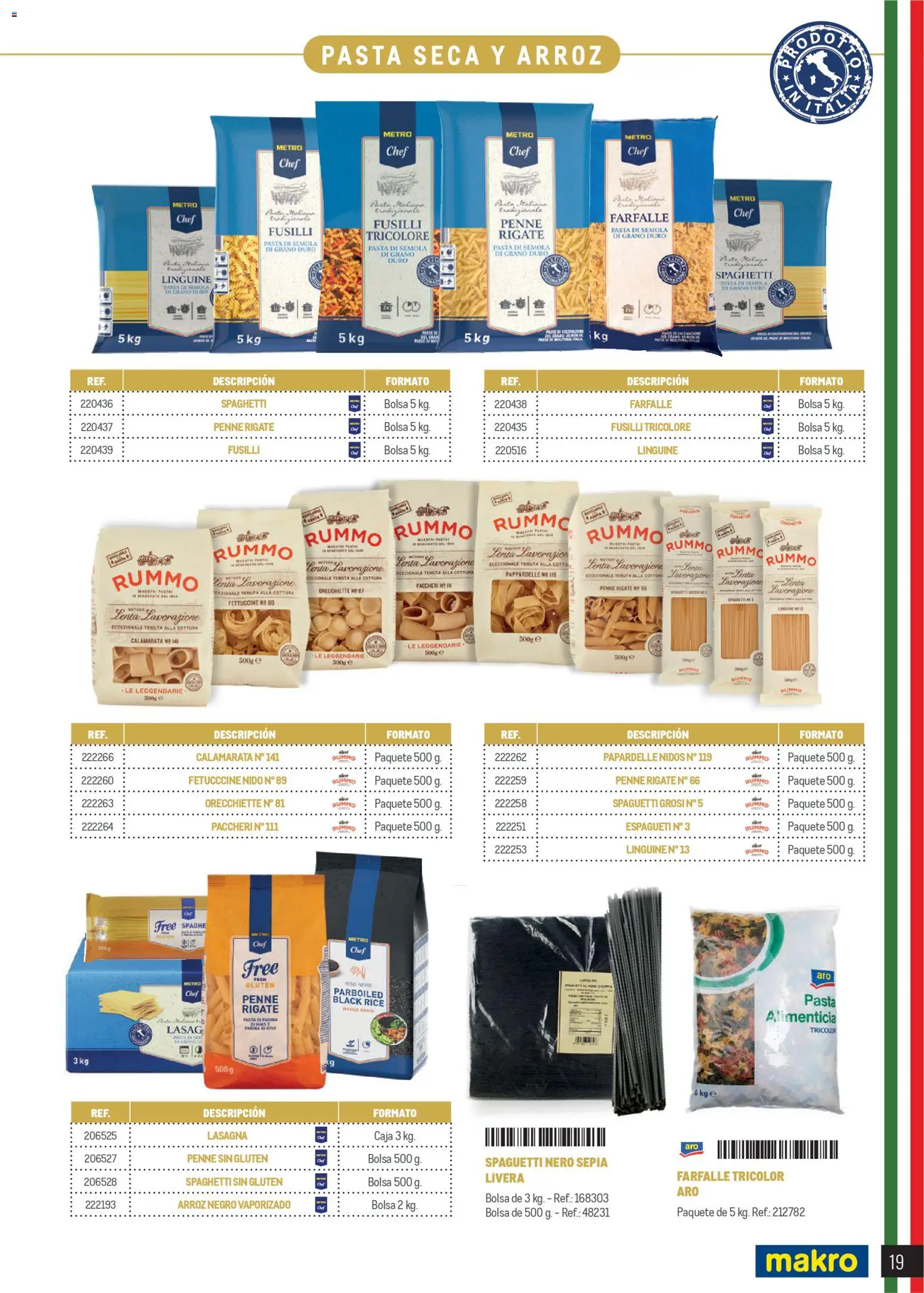 Makro Restaurantes italianos Canarias │ válido desde el 27.03.2026 | Página: 19 | Productos: Pasta, Bolsa, Caja, Δαχτυλίδι φωτός