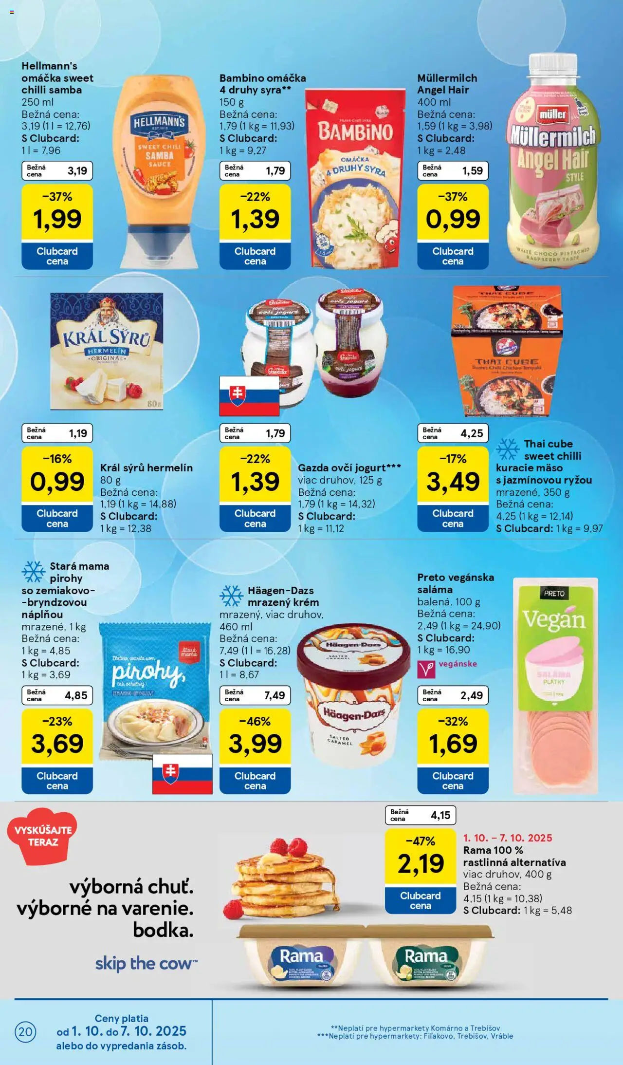 Nové Tesco akcie – leták je platný od 01.10.2025 | Strana: 20 | Produkty: Pirohy, Kuracie mäso, Chilli, Krém