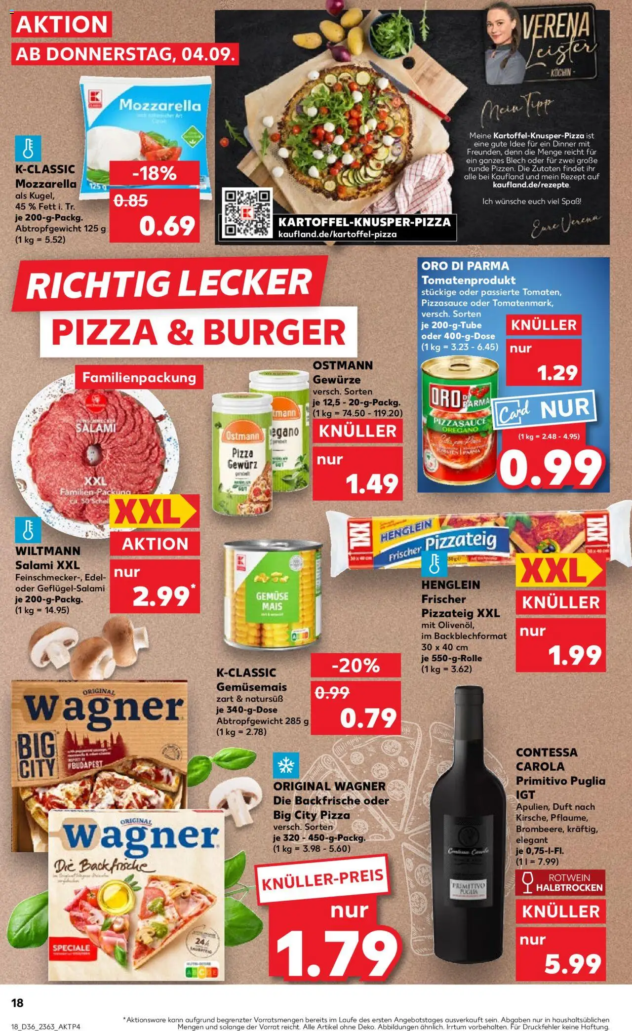 Kaufland prospekt Bremen	 - gültig ab dem 04.09.2025 | Seite: 18 | Produkte: Burger, Duft, Oro di parma, Pizza