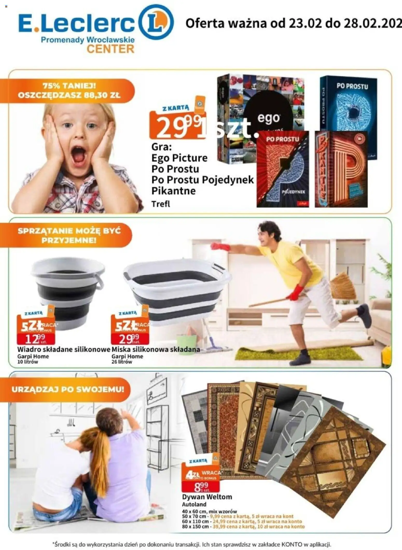 E.Leclerc Gazetka - Wrocław od 23.02.2026 | Strona: 6 | Produkty: Karta, Gra, Dywan
