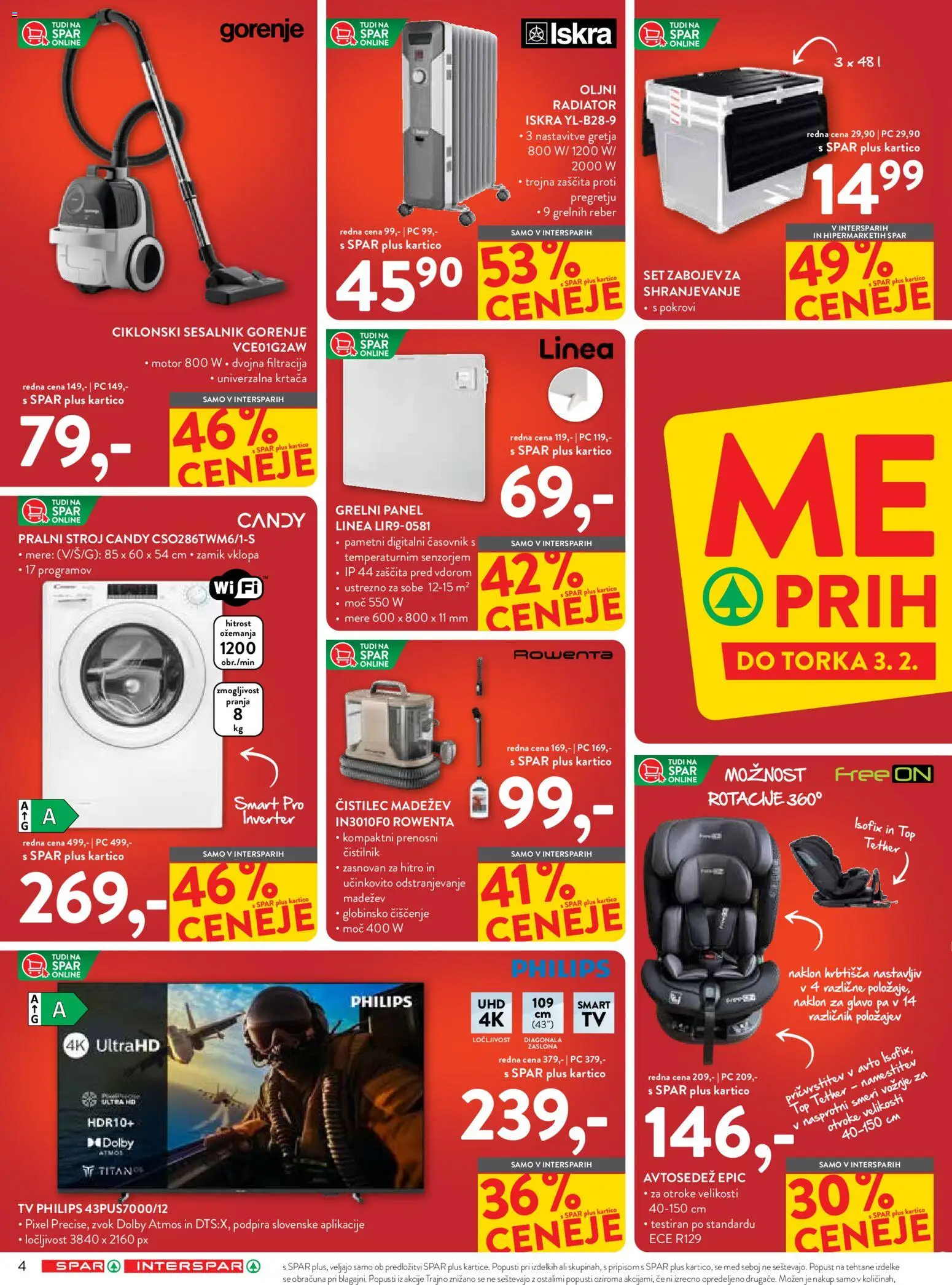 Novi Spar katalog ponudbe – veljaven od 21.01.2026 | Stran: 4 | Izdelki: Radiator, Tv, Krtaca, Sesalnik