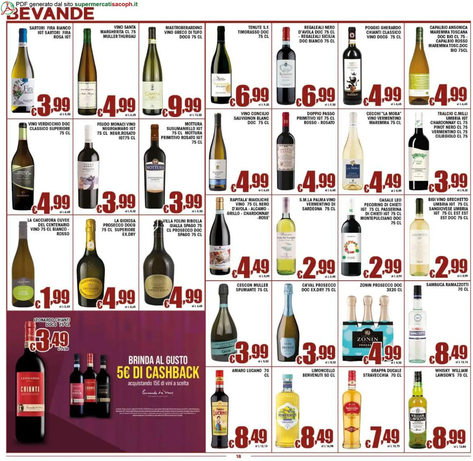 Volantino Sacoph del 07.04.2026 | Pagina: 18 | Prodotti: Whisky, Vino, Grappa, Amaro